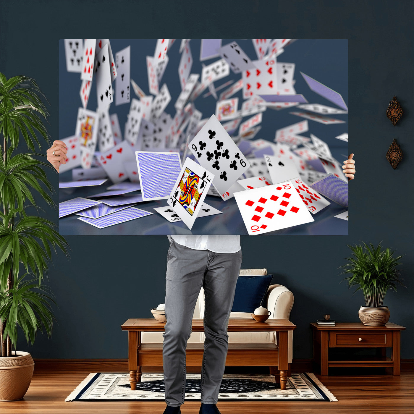 66392185-MGV-CV-36X24 - Playing Cards Canvas Wall Art | Casino Game Room Decor, Poker Decor Art