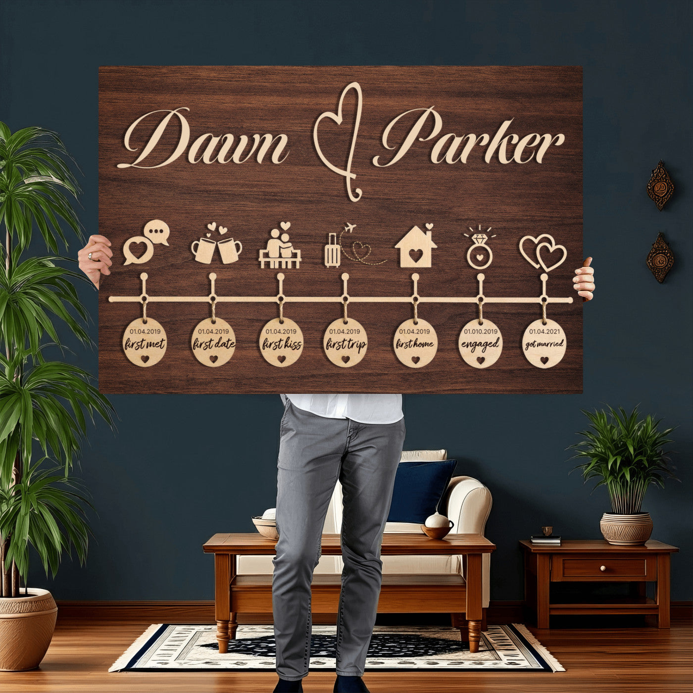 17885538-MGV-CV-36X24 - Wedding Guest Book Alternative Wall Art Canvas Print, Personalized Wedding Signature Poster, Custom Couple Photo Guestbook Canvas