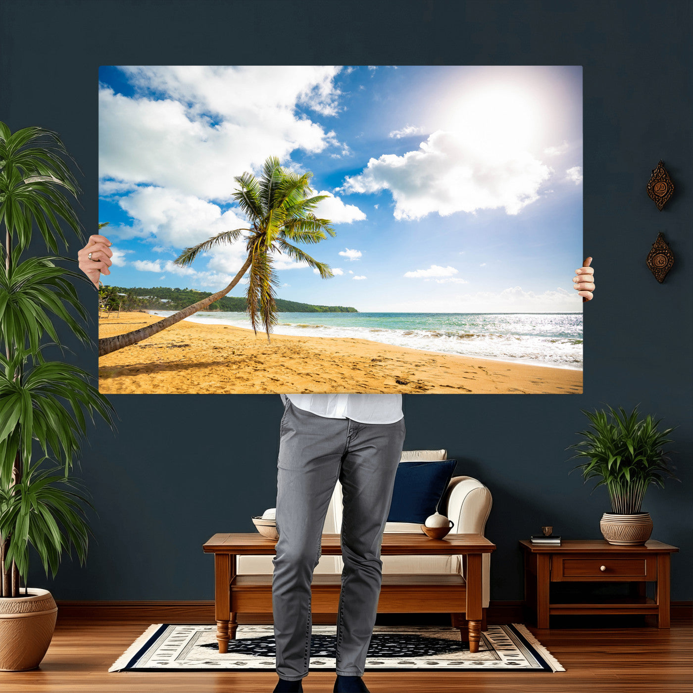 95792320-MGV-CV-36X24 - Puerto Rico Beach Paradise Wall Art – Tropical Coastal Print