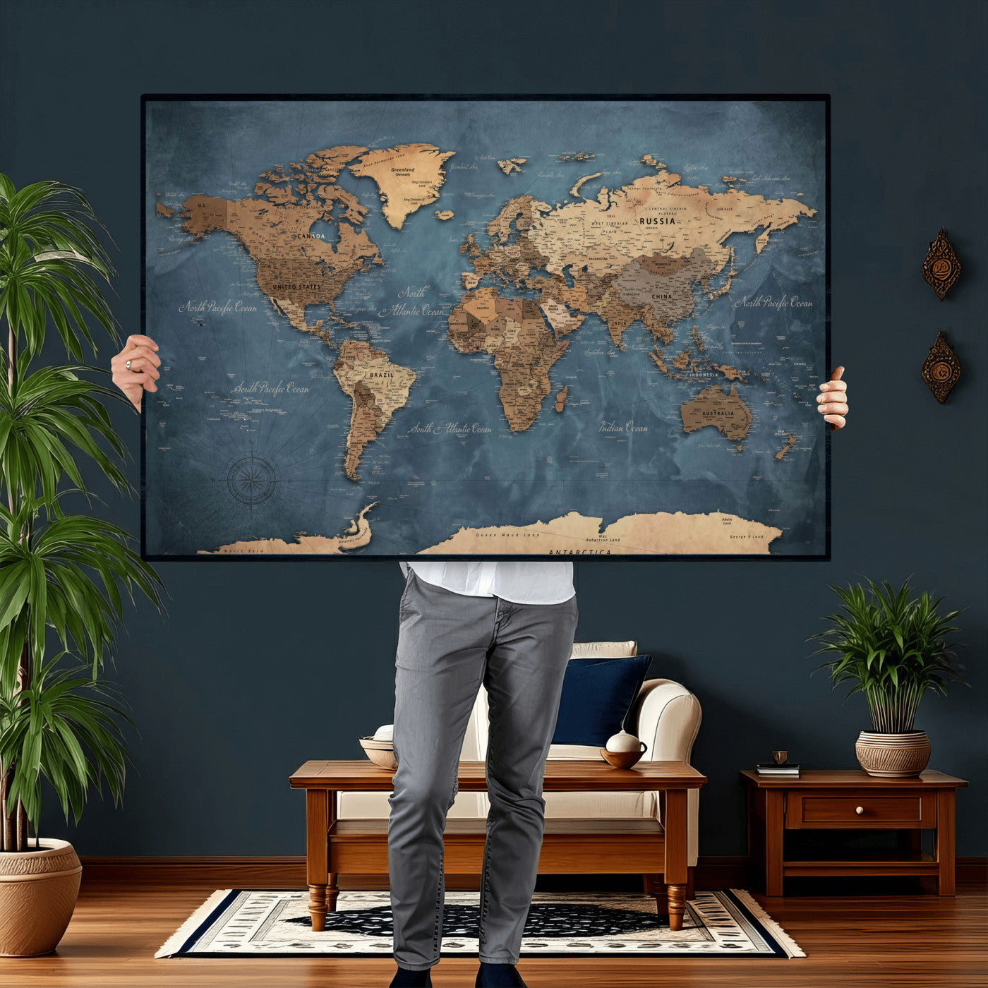 45826339-MGV-CV-36X24 - World Map Canvas Wall Art Canvas Print