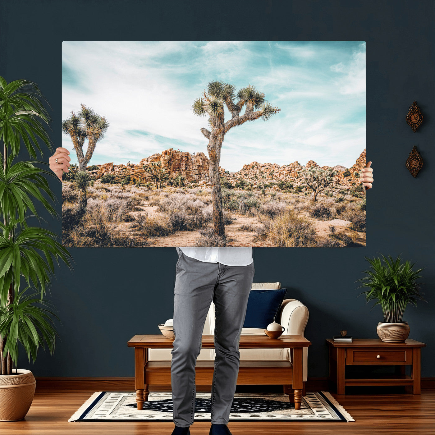 41451127-MGV-CV-36X24 - Joshua Tree National Park Canvas Wall Art Print, Desert Landscape Photography, Southwest Nature Decor, Ready to Hang