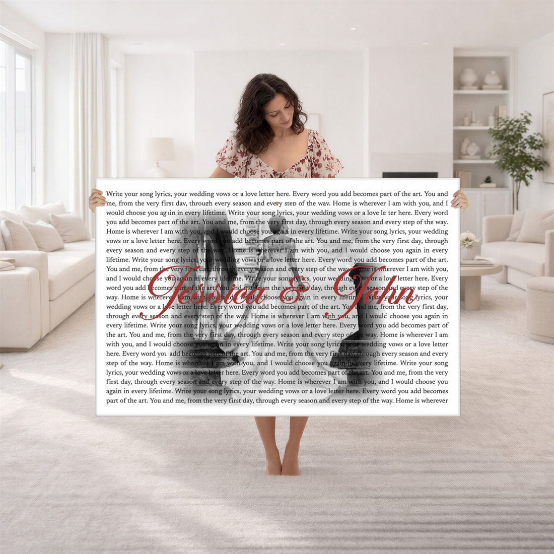 Song Lyrics over Photo Canvas Print, Personalized Wedding Song Art