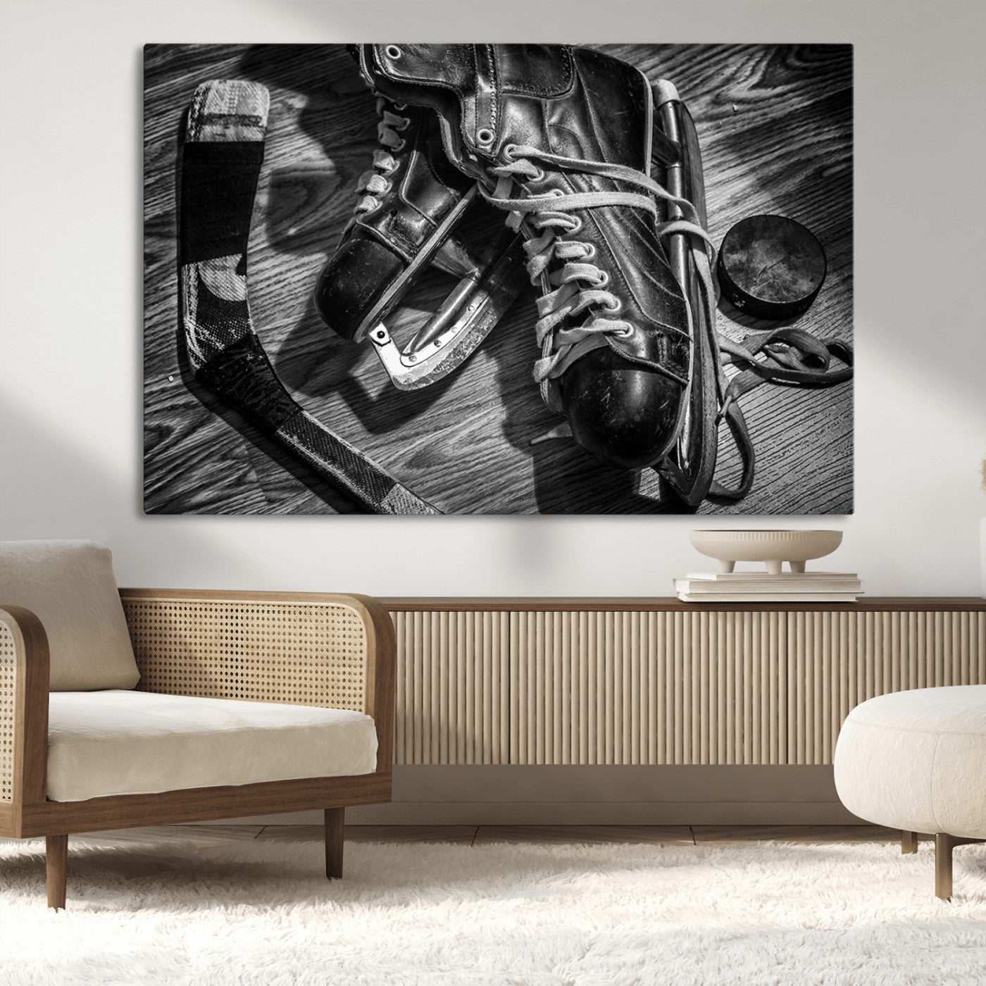 20553-MGV-CV-36X24-Old Pair of Mens Skates Wall Art Canvas, Men Skates Wall Art Print