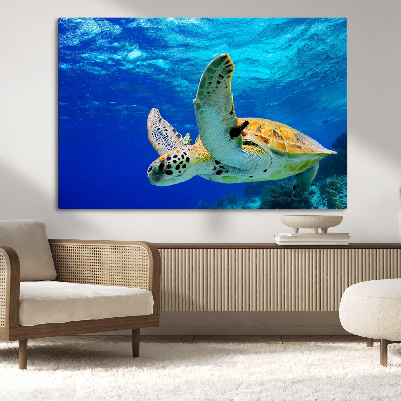 16292-MGV-CV-36X24-Sea Turtle Wall Art Canvas Print, Sea life in the Ocean Wall Art Printing
