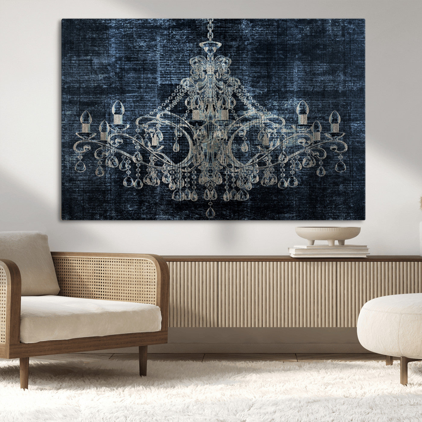 -Dark Chandelier Wall Art Canvas Print