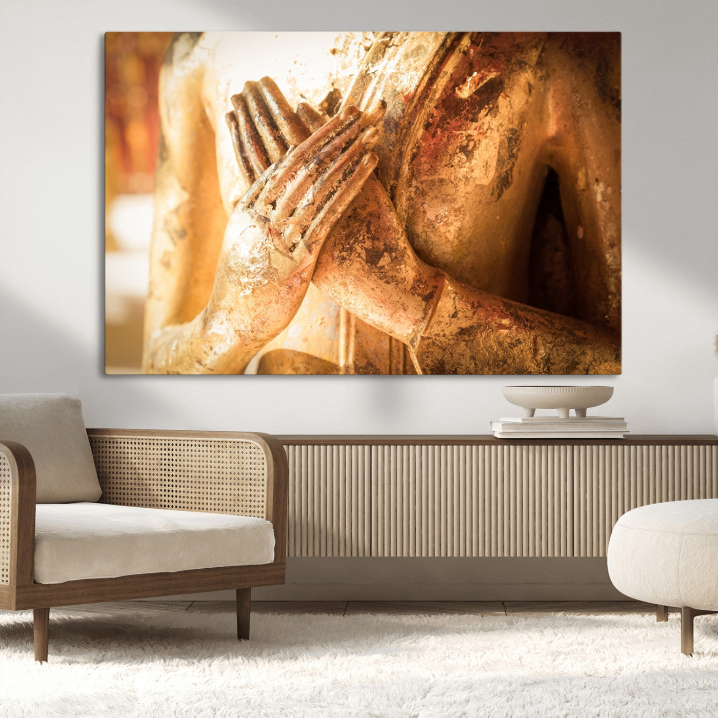 -Buddha Statue Hands Wall Art Canvas Print