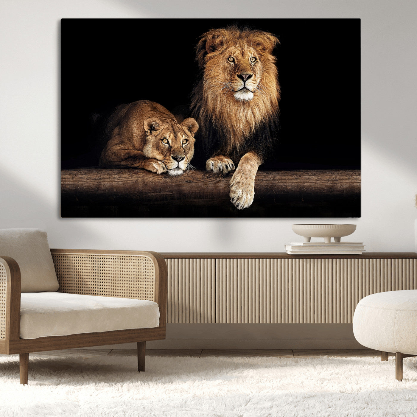 -Lion Canvas Wall Art – Majestic Animal Print Artwork for Home, Office, Living Room, Guest Room, Farmhouse