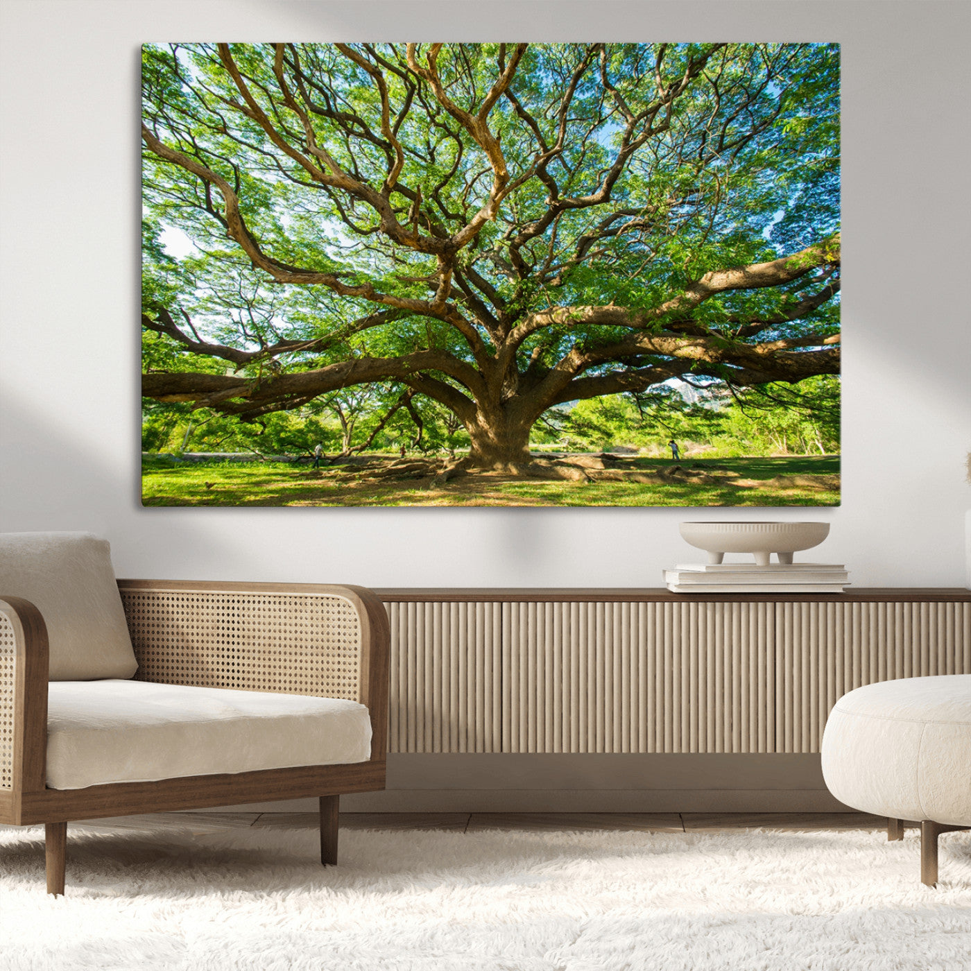 70569-MGV-CV-36X24-Majestic Oak Tree Wall Art – Serene Nature Canvas Print with Spreading Branches, Tranquil Forest Landscape Decor for Living Room or Office