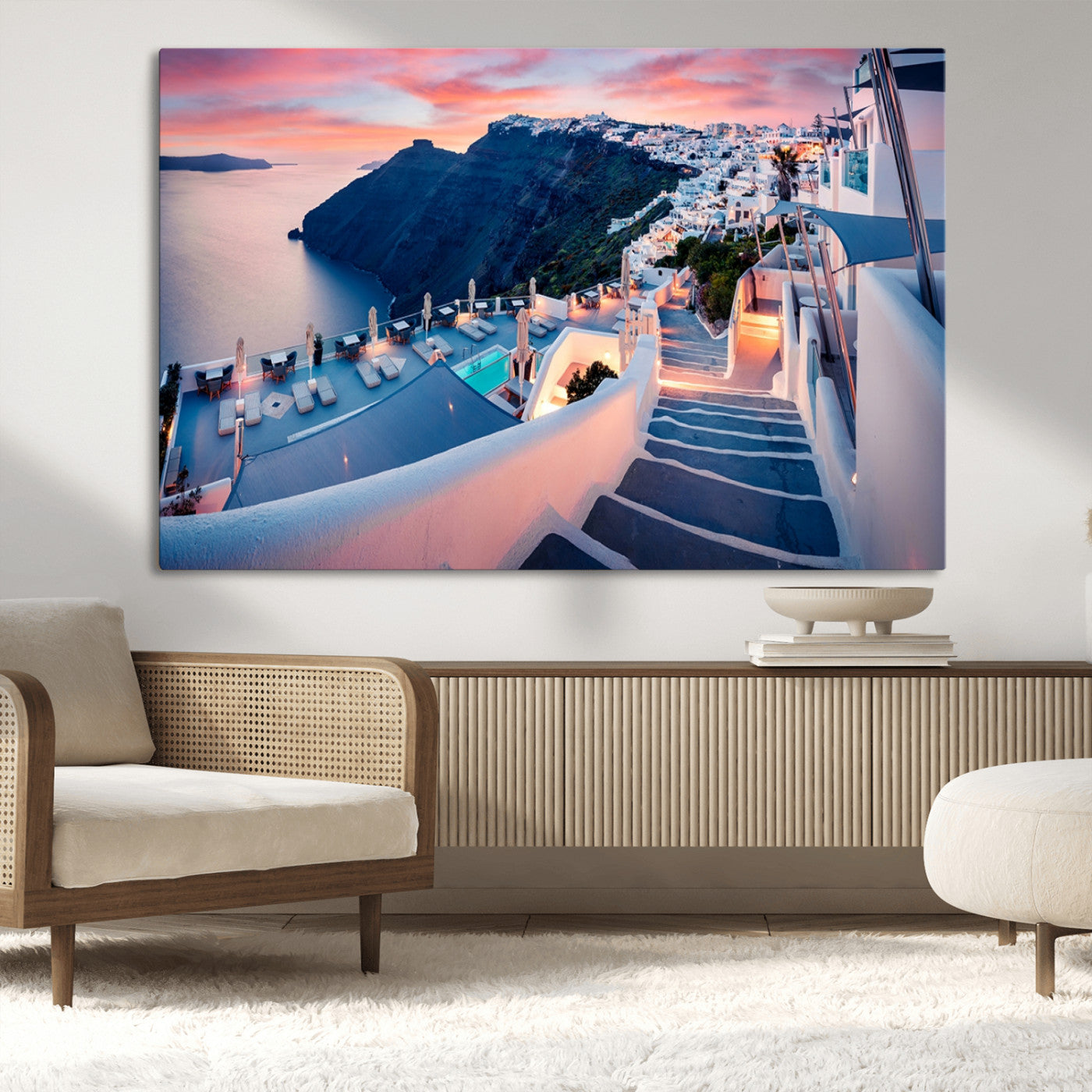 -Santorini Island Wall Art Canvas Print