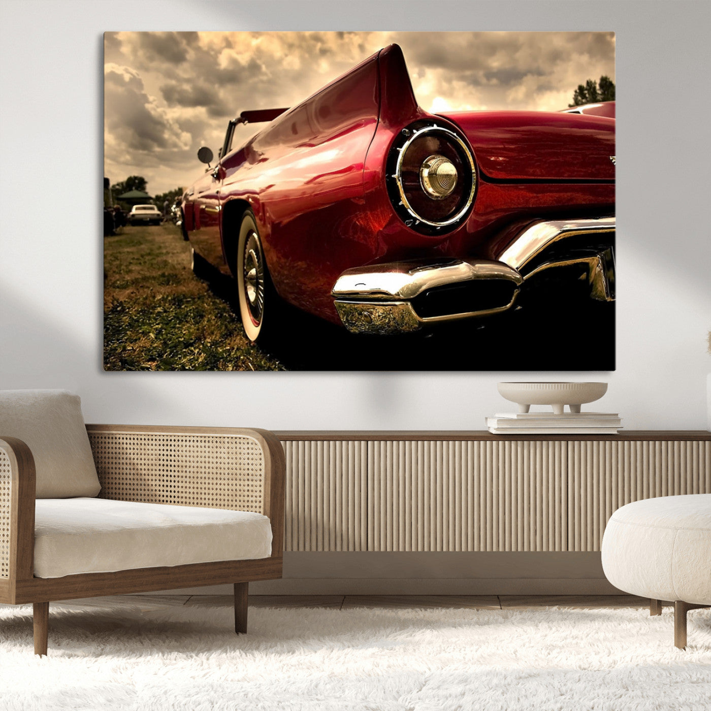 -Red Classic Car Wall Art Canvas Print