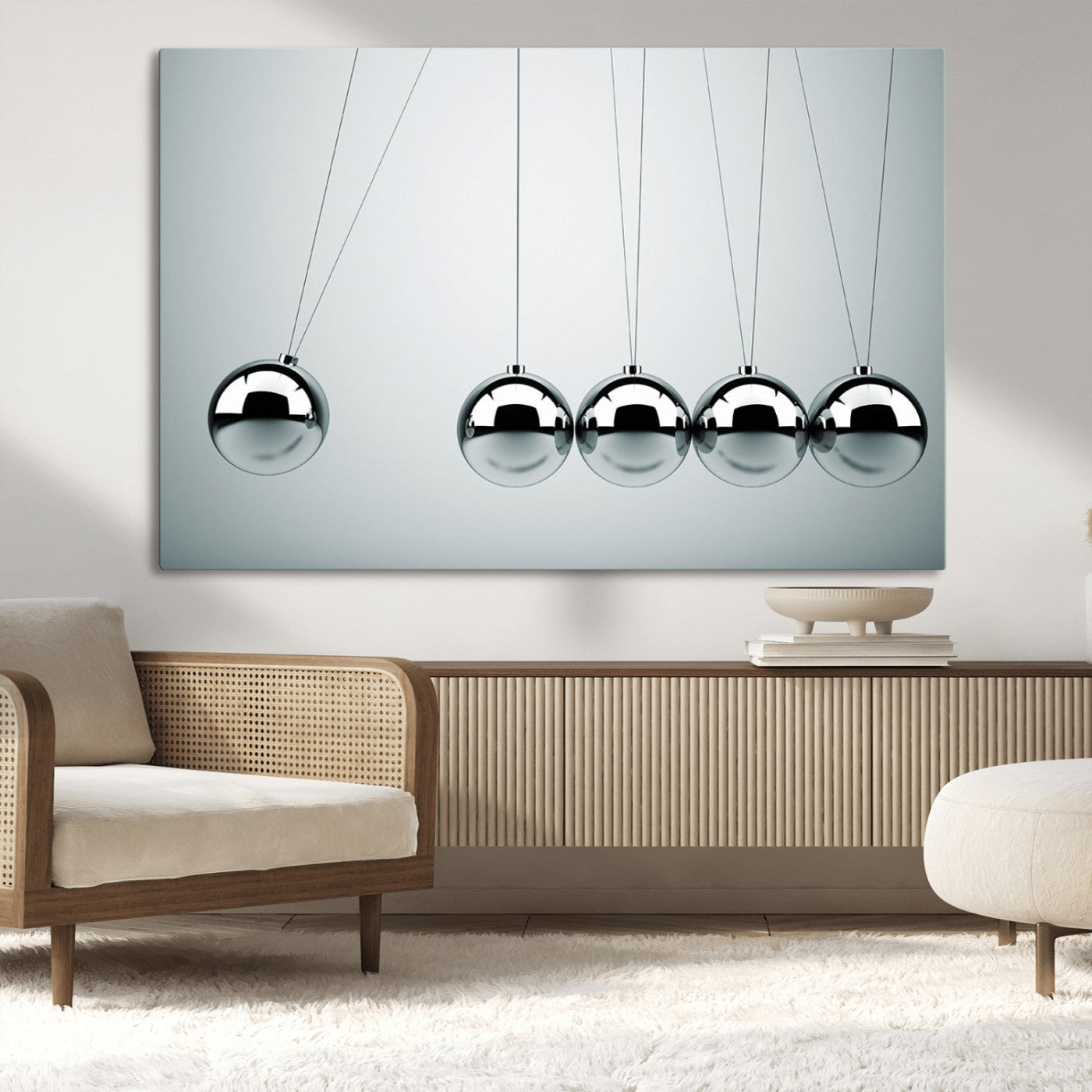 -Newton's Cradle Wall Art Canvas Print, Framed Newton Cradle Wall Art