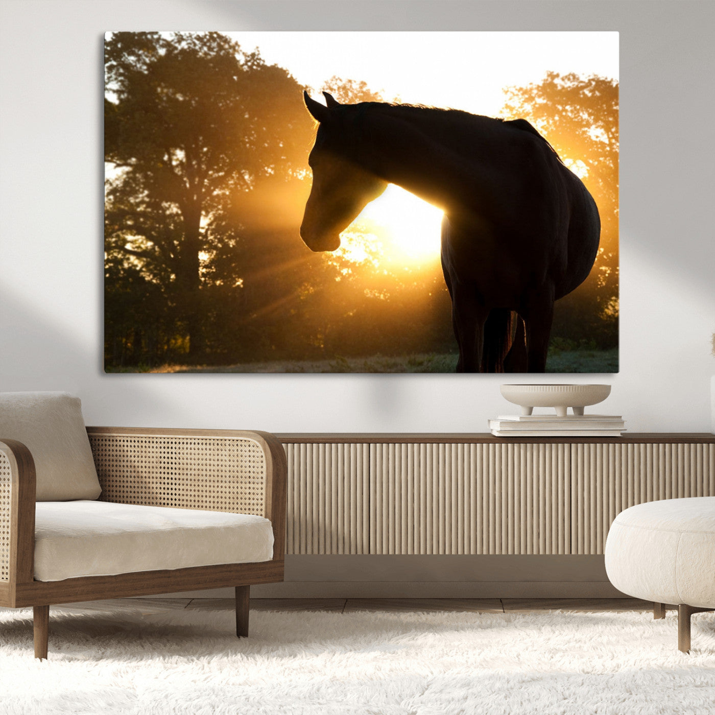 -Horse at Sunset Wall Art Animal Canvas Print