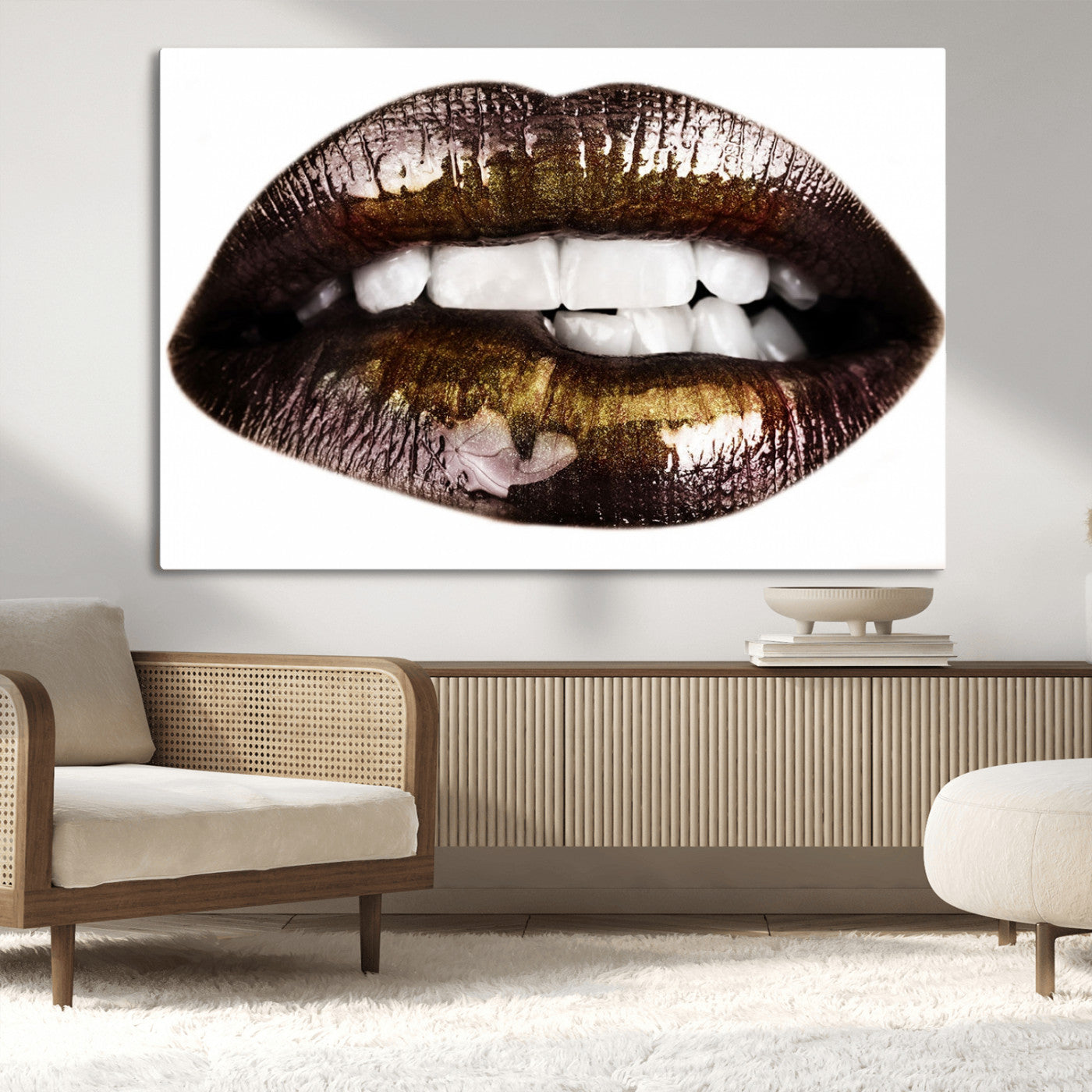 -Close Up Lips Wall Art Canvas Print