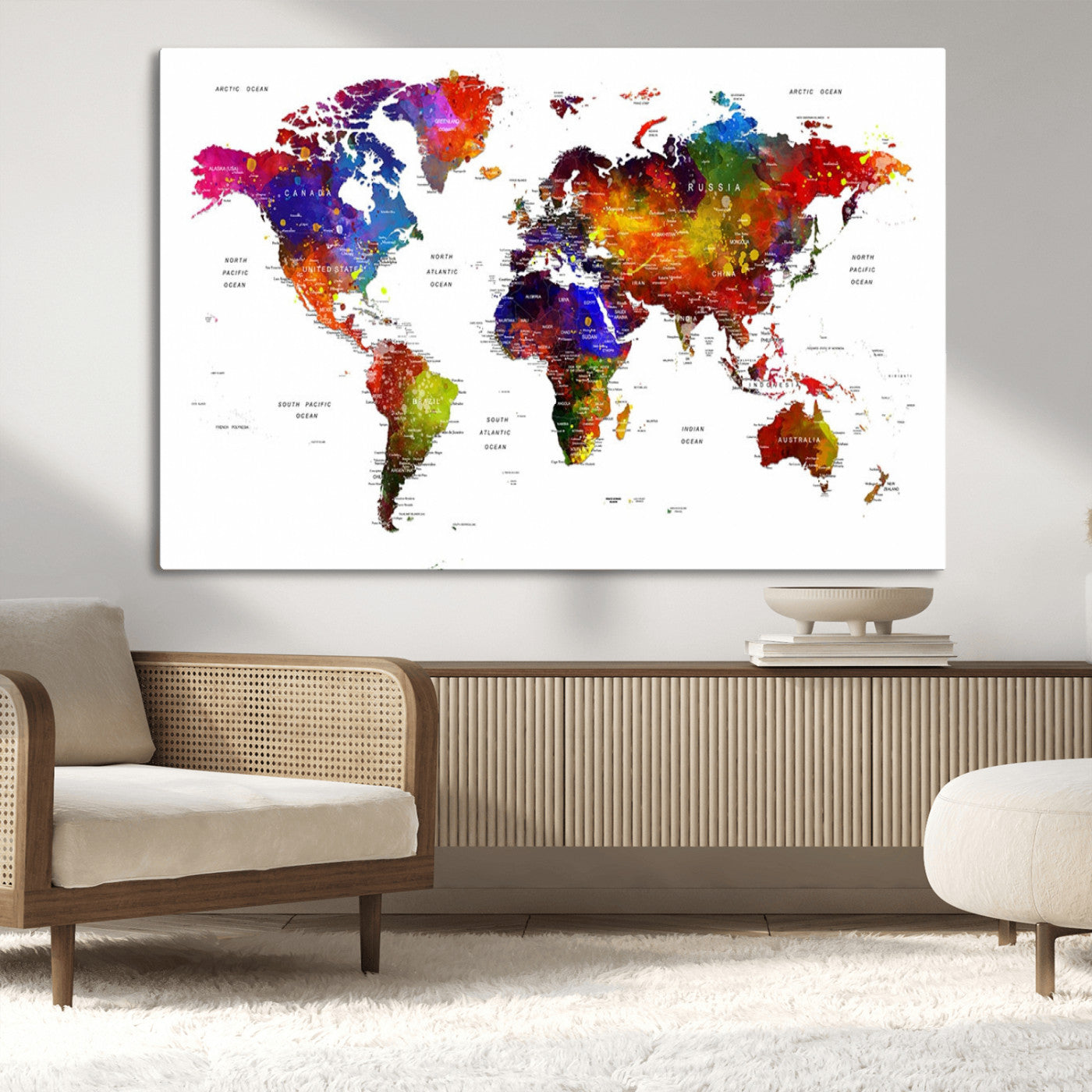 34842-MGV-CV-36X24-Push Pin World Map Canvas Print – Travel Tracker Wall Art for Couples, Perfect Anniversary Gift for Home or Office Decor