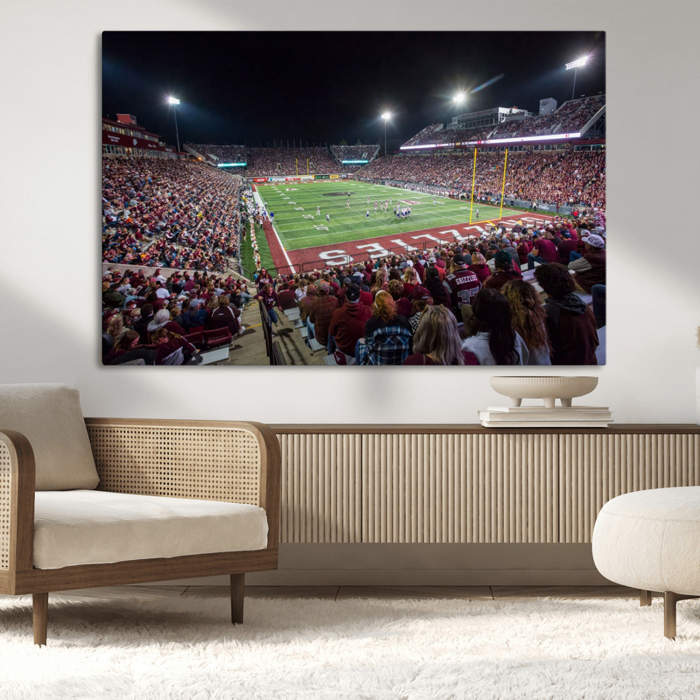 -American Football Wall Art Canvas Print Framed Stadium Sport Wall Art Print Iconic Game Day Decor for Home, Office