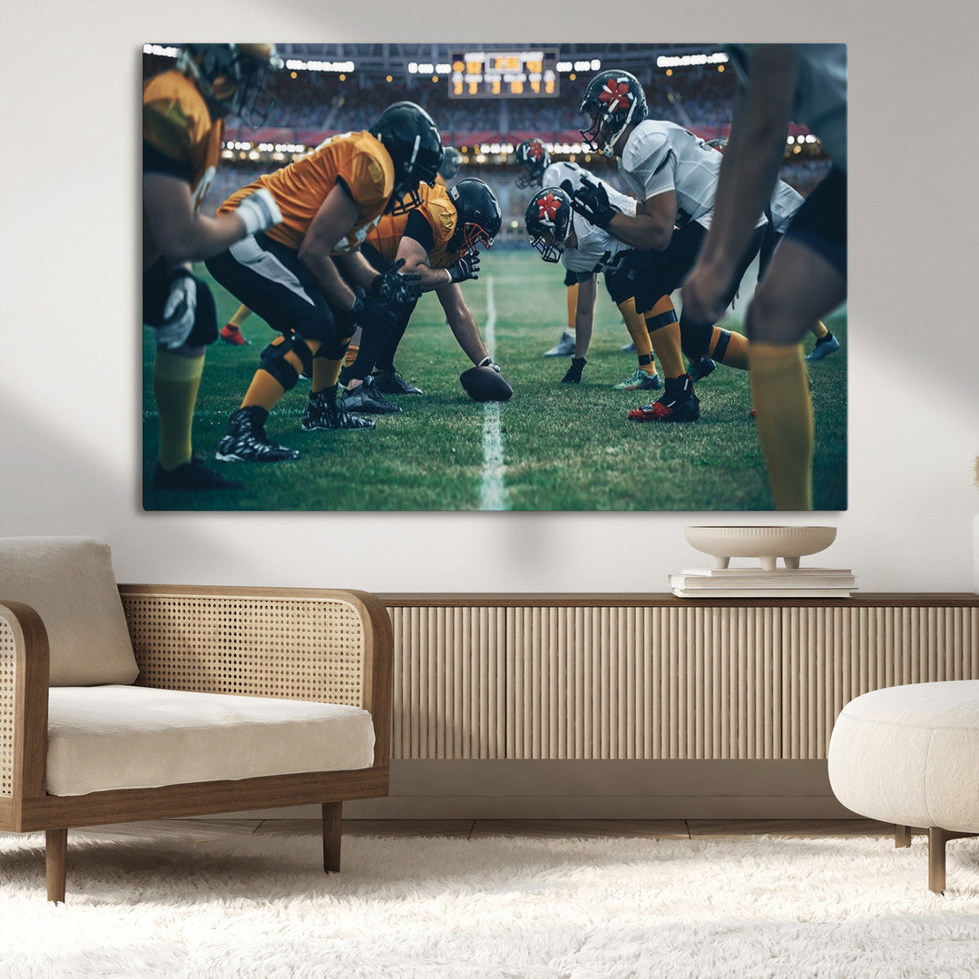 -American Football Playing Wall Art Canvas Print