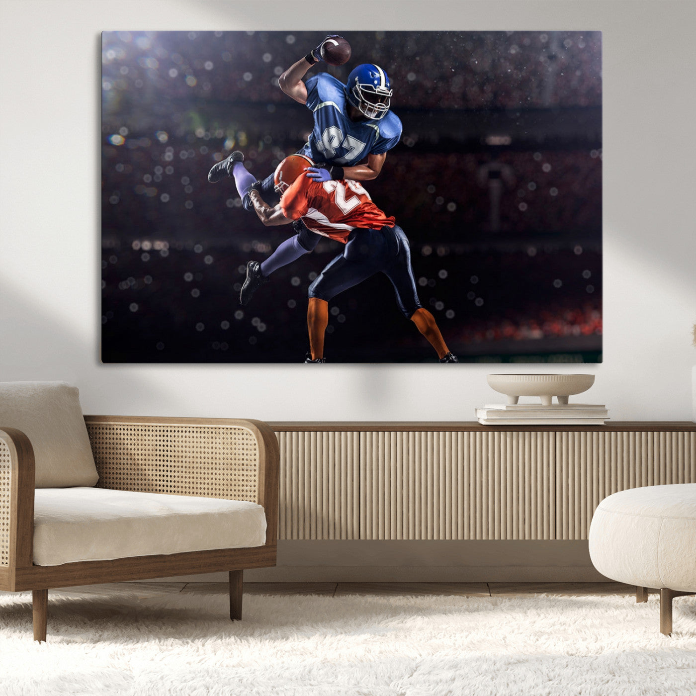 76491-MGV-CV-36X24-American Football Wall Art Canvas Print, Stadium Sport Wall Art Print
