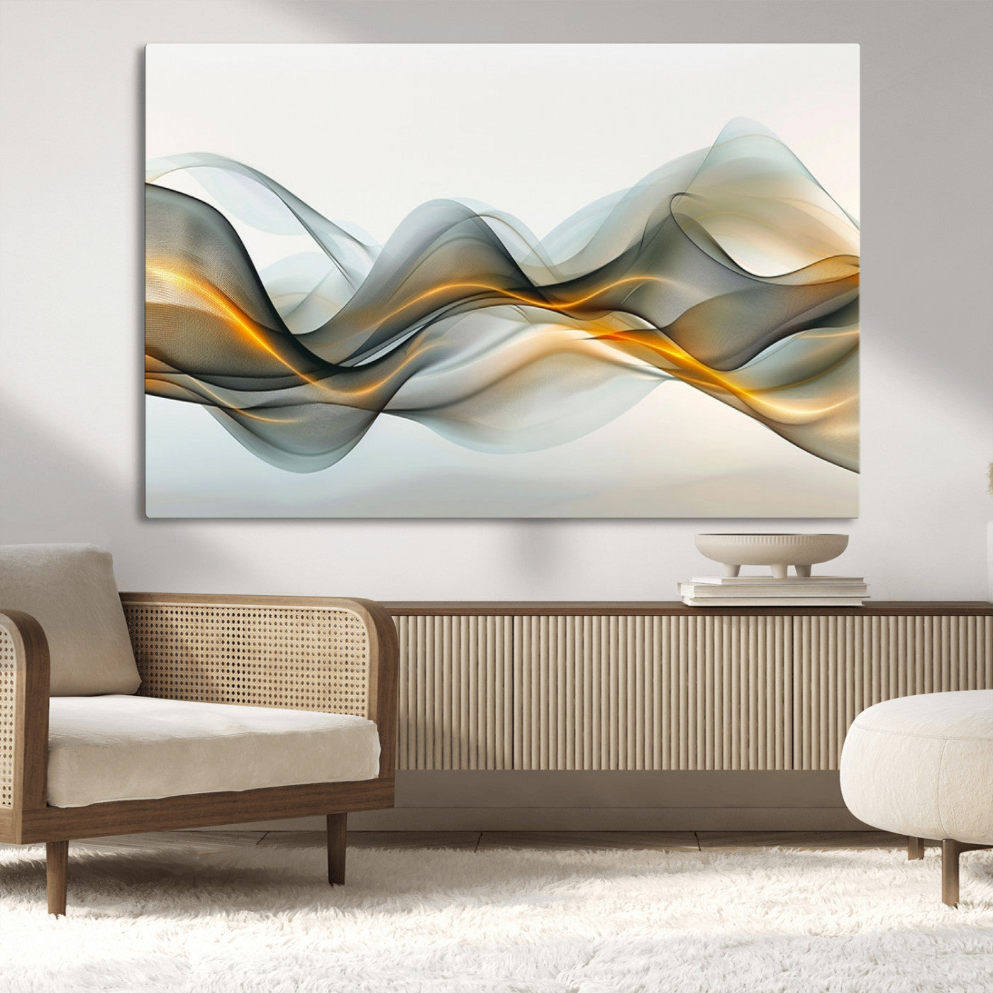 ES1001-MGV-CV-36X24-Abstract Wave Canvas Wall Art – Fluid Contemporary Elegance in Motion – Ready to Hang