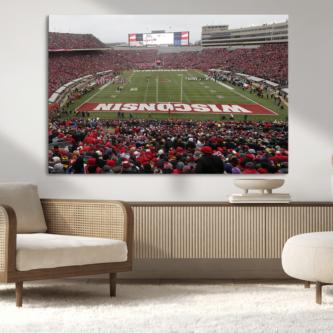 23461-MGV-CV-36X24-Wisconsin Badgers Team Print Canvas - Madison Camp Randall Stadium Wall Art Canvas Print