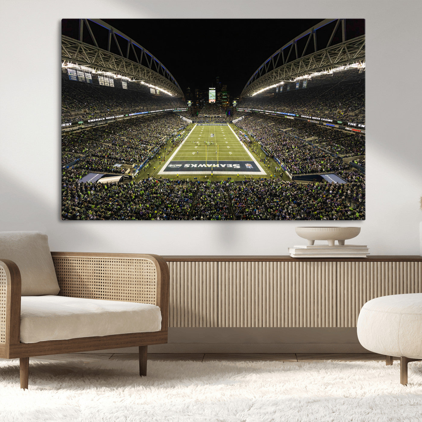 81900-MGV-CV-36X24-Seattle Seahawks Football Team Print Wall Art - Seattle Century Link Field Stadium Wall Art Canvas