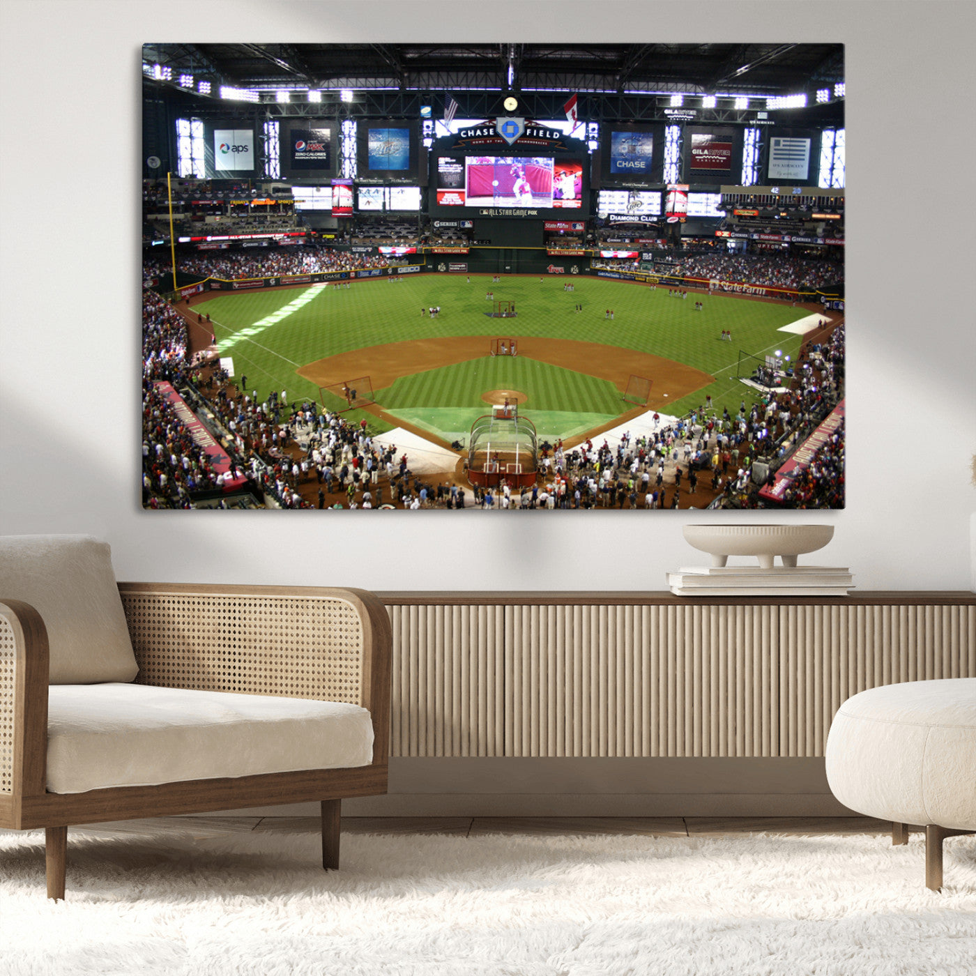 91630-MGV-CV-36X24-Arizona Diamondbacks Baseball Team Print - Phoenix Chase Field Baseball Stadium Wall Art Canvas