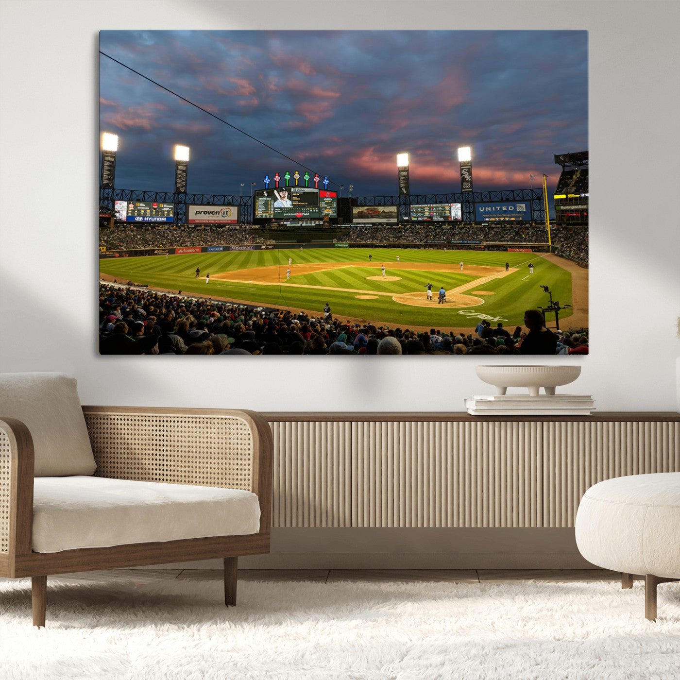 -Chicago White Sox Baseball Team Print Canvas- Guaranteed Rate Field Stadium Wall Art Canvas Print