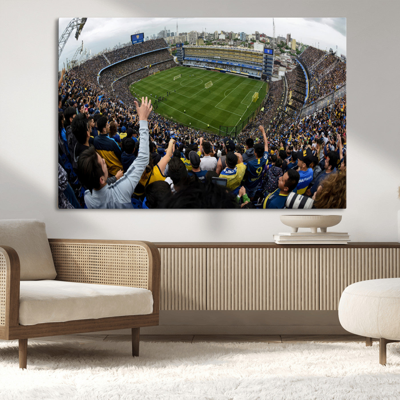 23173-MGV-CV-36X24-Boca Juniors Soccer Team Print - Buenos Aires Bombonera Stadium Wall Art Canvas Print