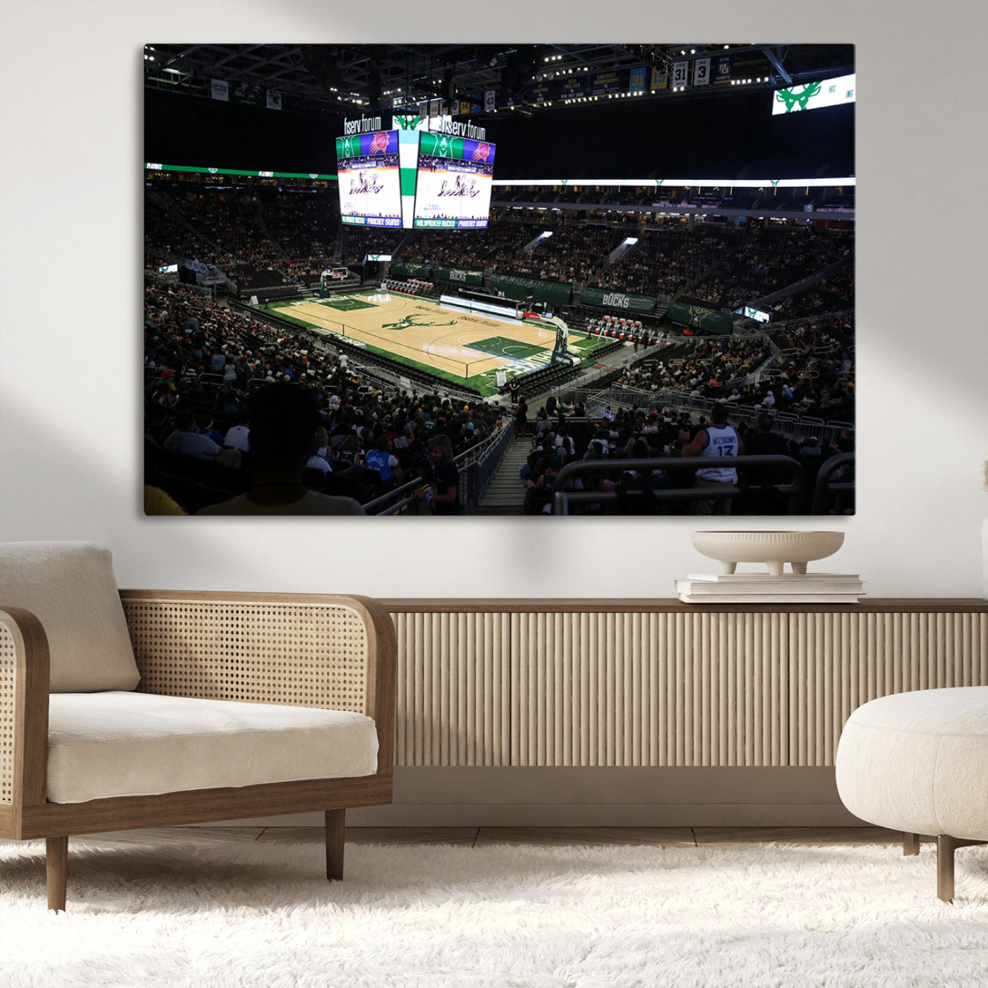 -Milwaukee Bucks Basketball Print - Fiserv Forum Stadium Wall Art Canvas Print