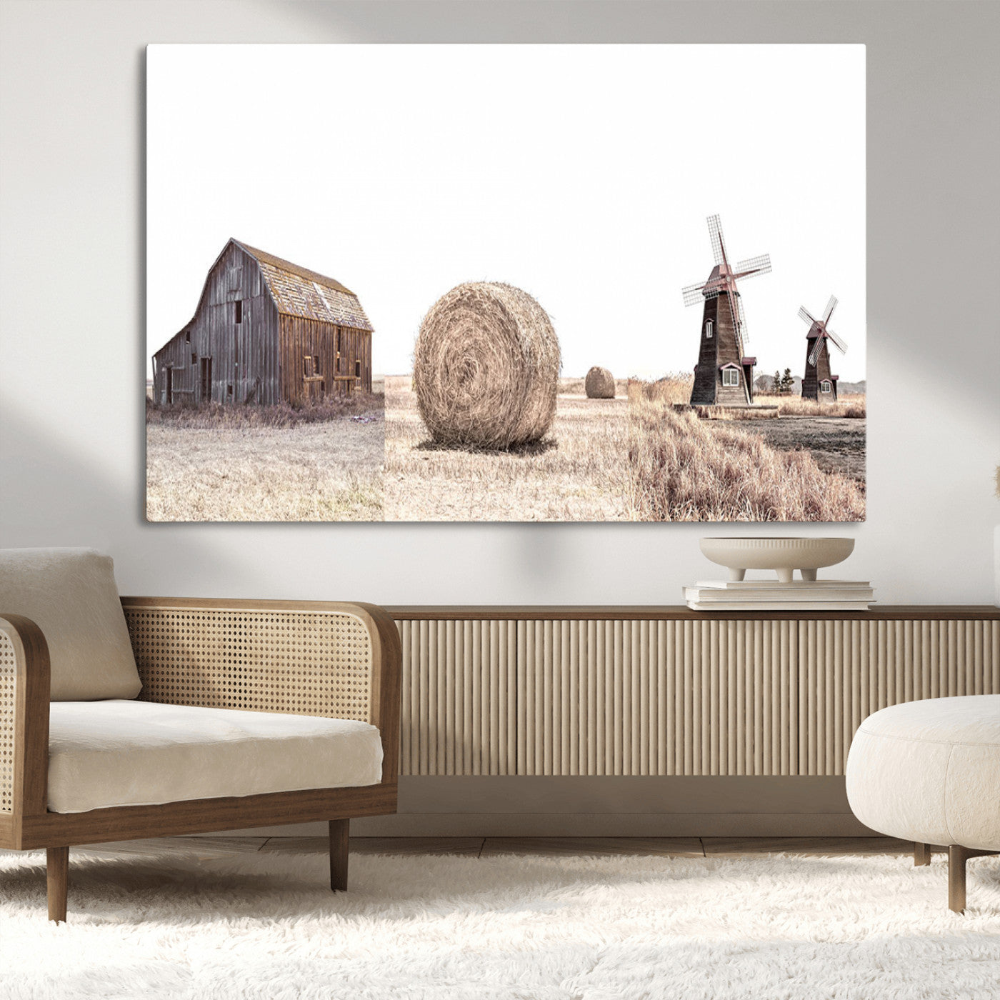 94971-MGV-CV-36X24-Farm Prints Set, Set of 3 Farmhouse Wall Art, Country House Decor