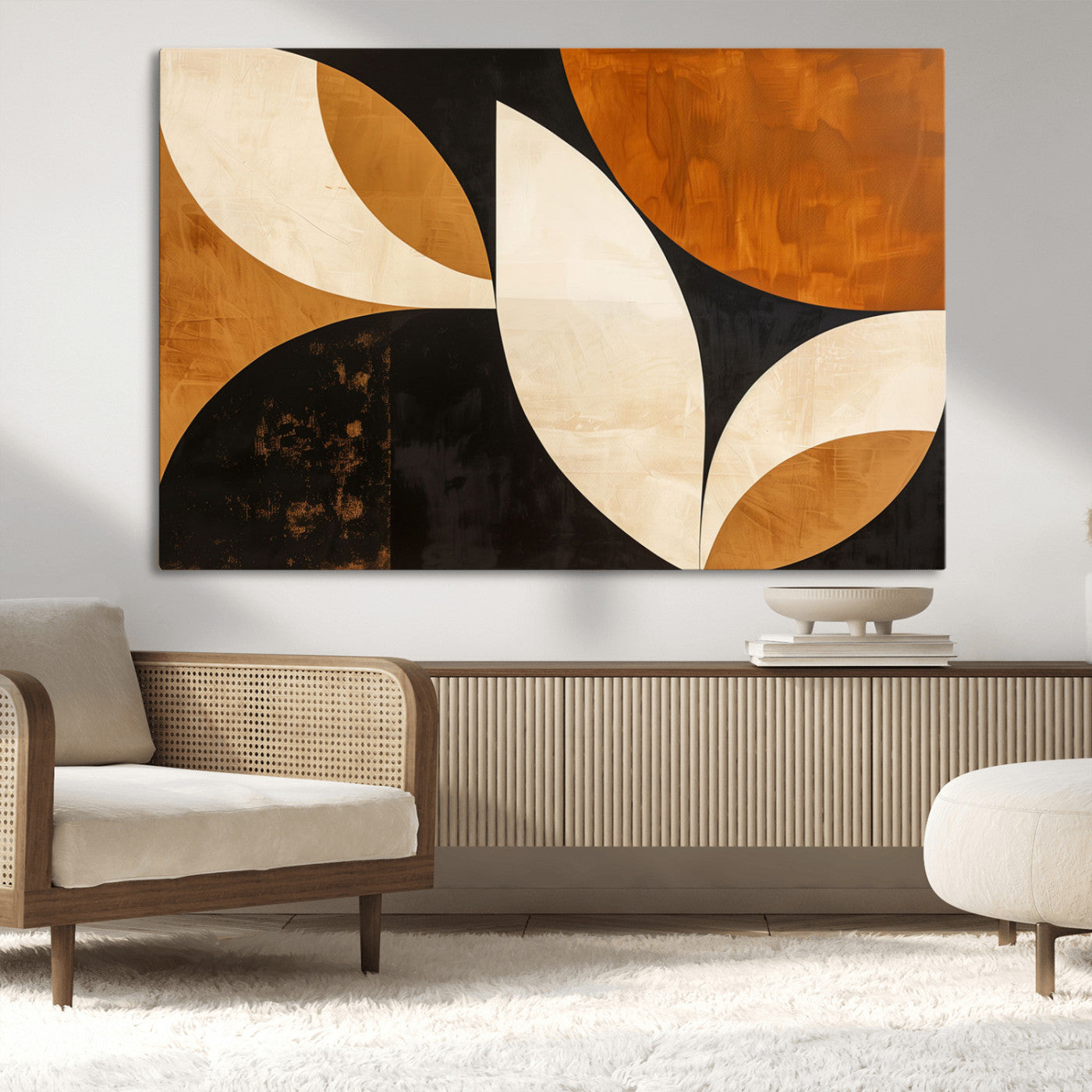 21251-MGV-CV-36X24-Geometric Abstract Wall Art Canvas Print, Mid Century Modern Wall Art Print