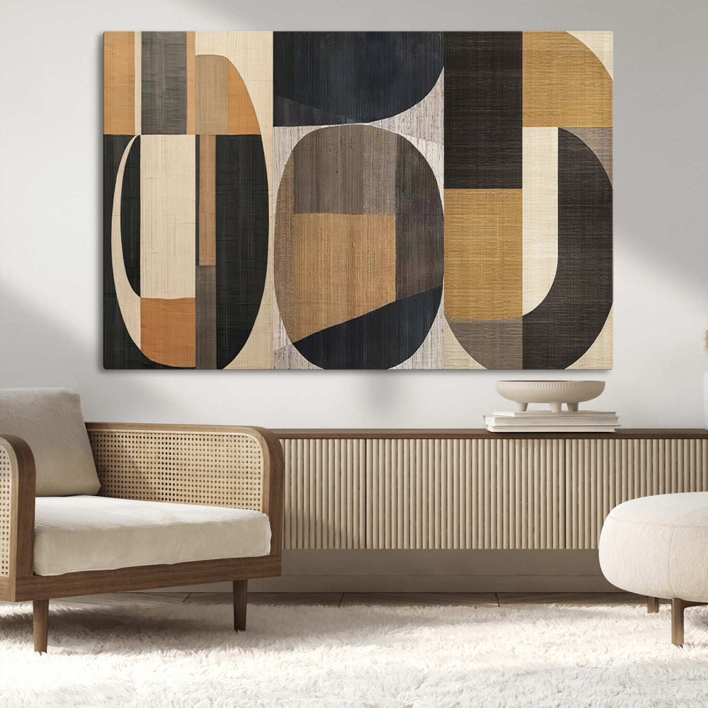 84035-MGV-CV-36X24-Modern Brown Wabi Sabi Wall Art Canvas Print Set – Framed Minimalist Abstract Artwork for Home, Office Decor
