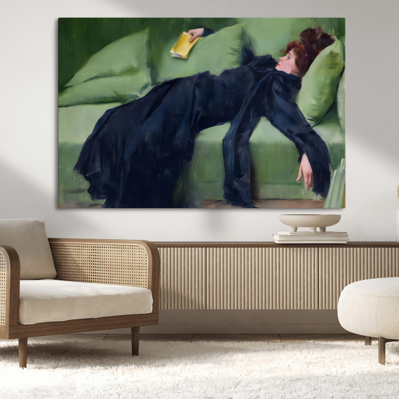 17725-MGV-CV-36X24-Decadent Girl by Ramon Casas Wall Art Canvas Print, Framed Decadent Girl Canvas Print