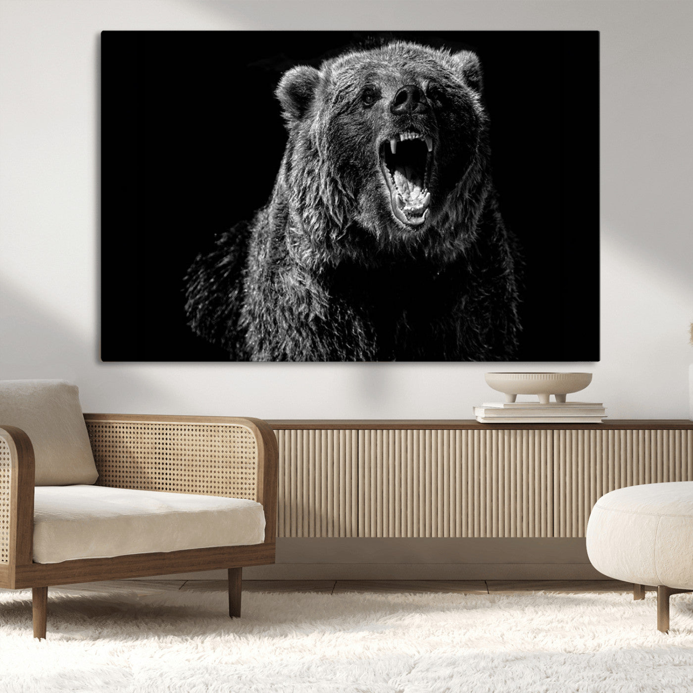 -Bear Canvas Print | Wildlife Wall Art for Cabin Decor | Ready to Hang Framed