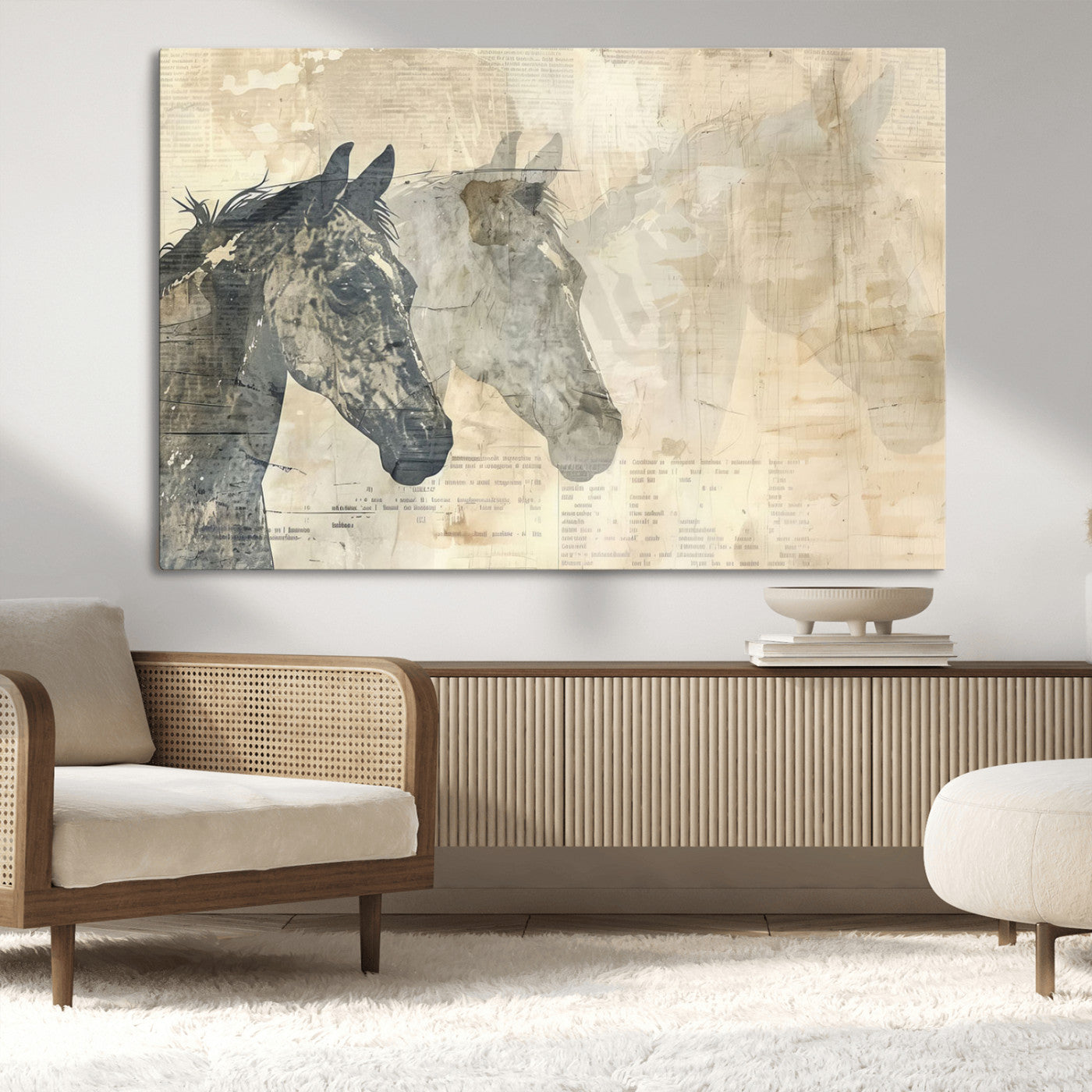 64301-MGV-CV-36X24-Abstract Horse Canvas Print | Modern Farmhouse Wall Art | Ready to Hang Framed