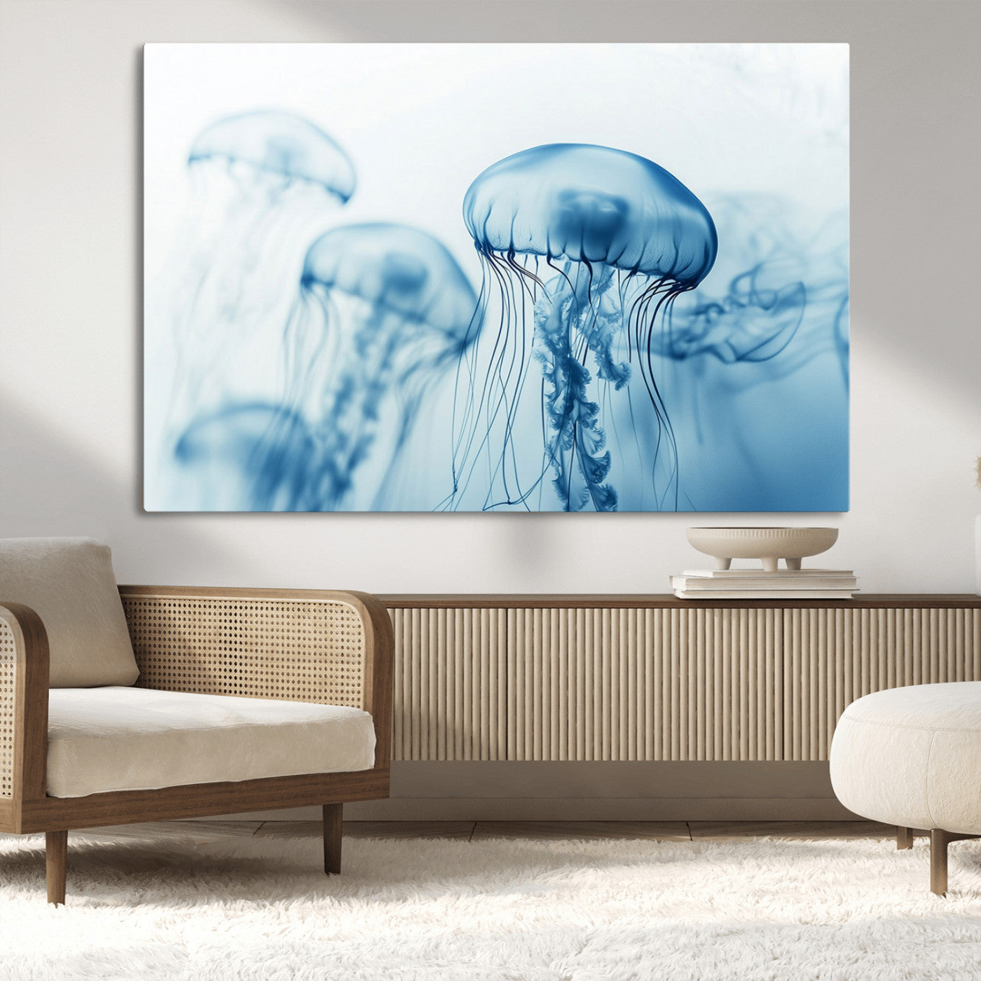 -Blue Jellyfish Wall Art Canvas Print