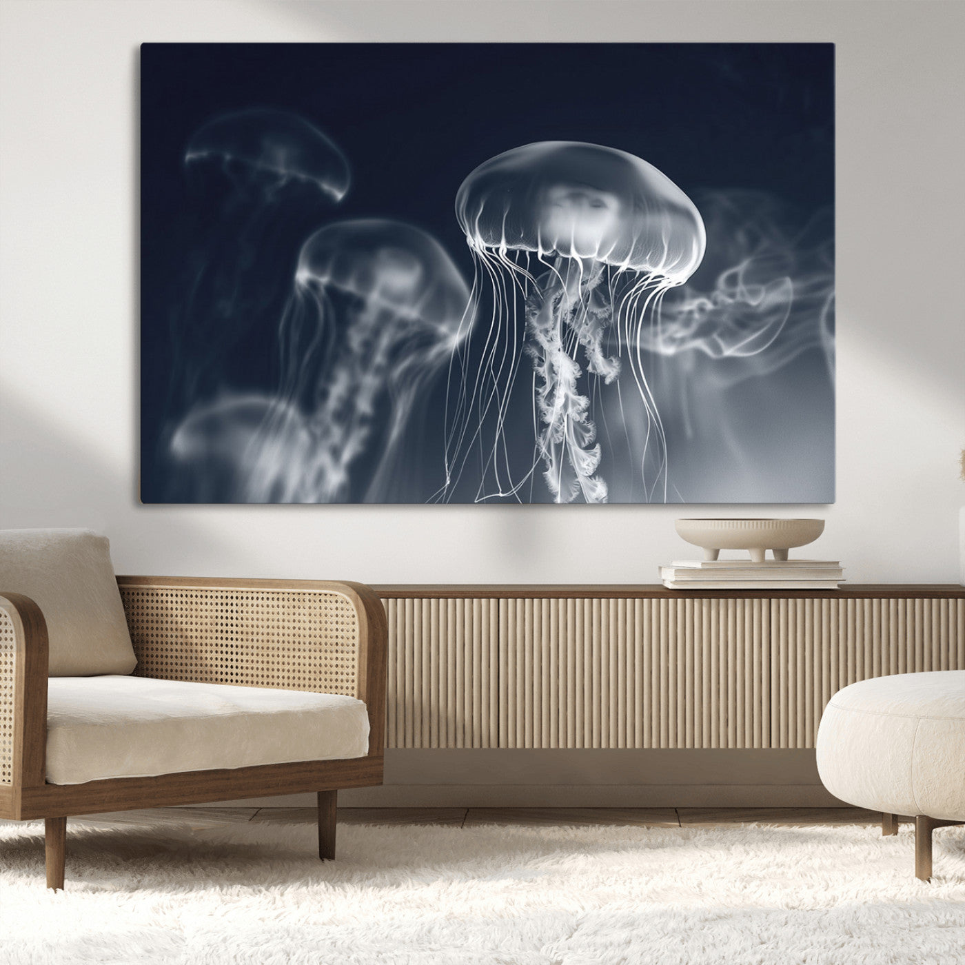 -Jellyfish Wall Art Canvas Print, Modern Abstract Jellyfish Wall Decor