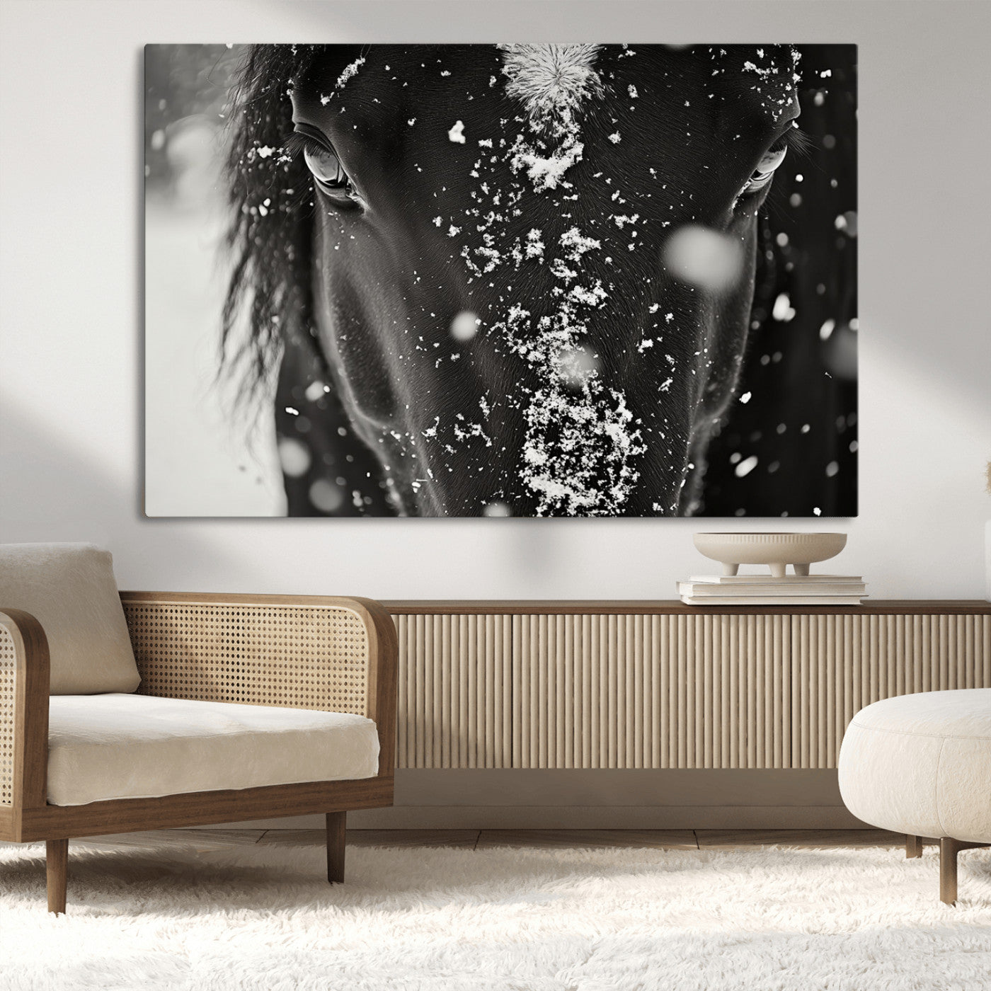 73281-MGV-CV-36X24-Winter Horse Snow Wall Art Canvas Print