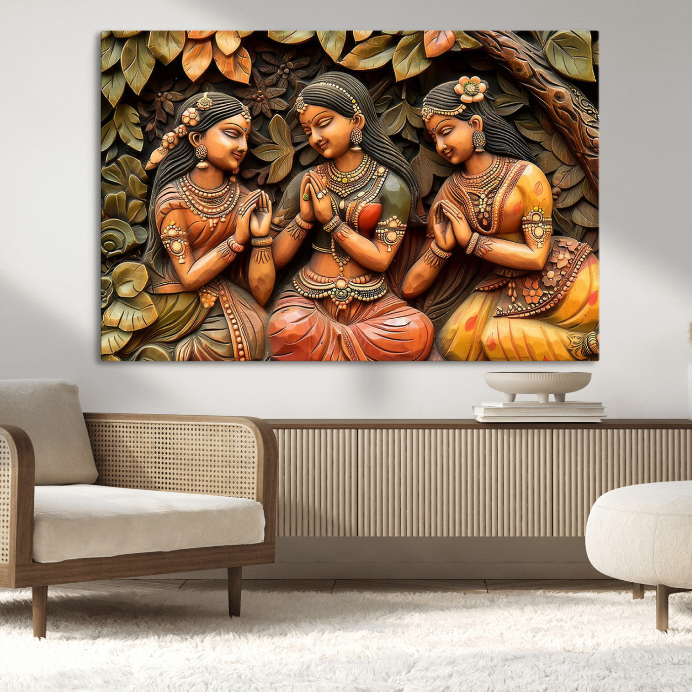 12926-MGV-CV-36X24-Indian Woman Statue Wall Art Canvas Print
