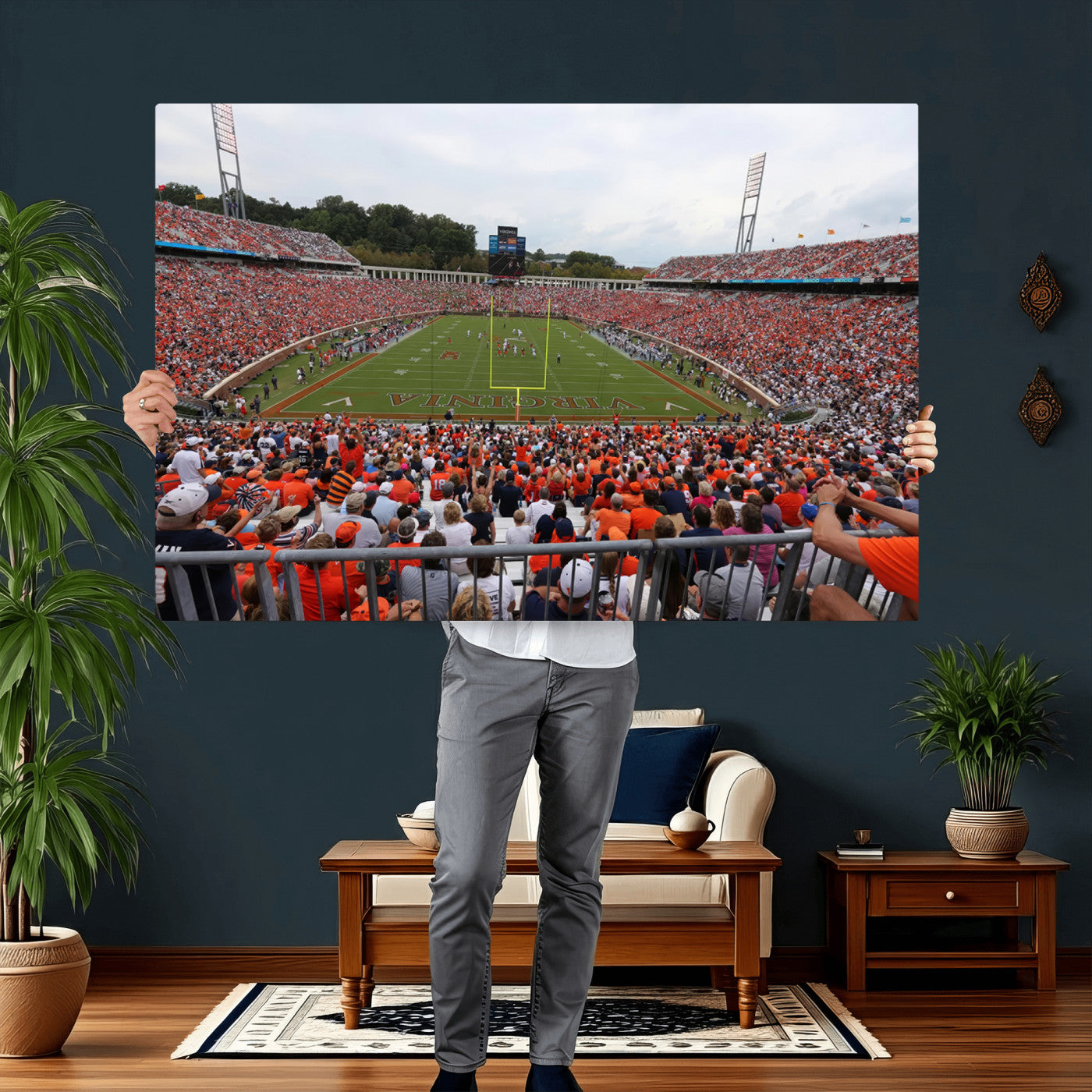 63606-MGV-CV-36X24 - Virginia Cavaliers Football Team Print - Charlottesville Scott Stadium Print Wall Art Canvas