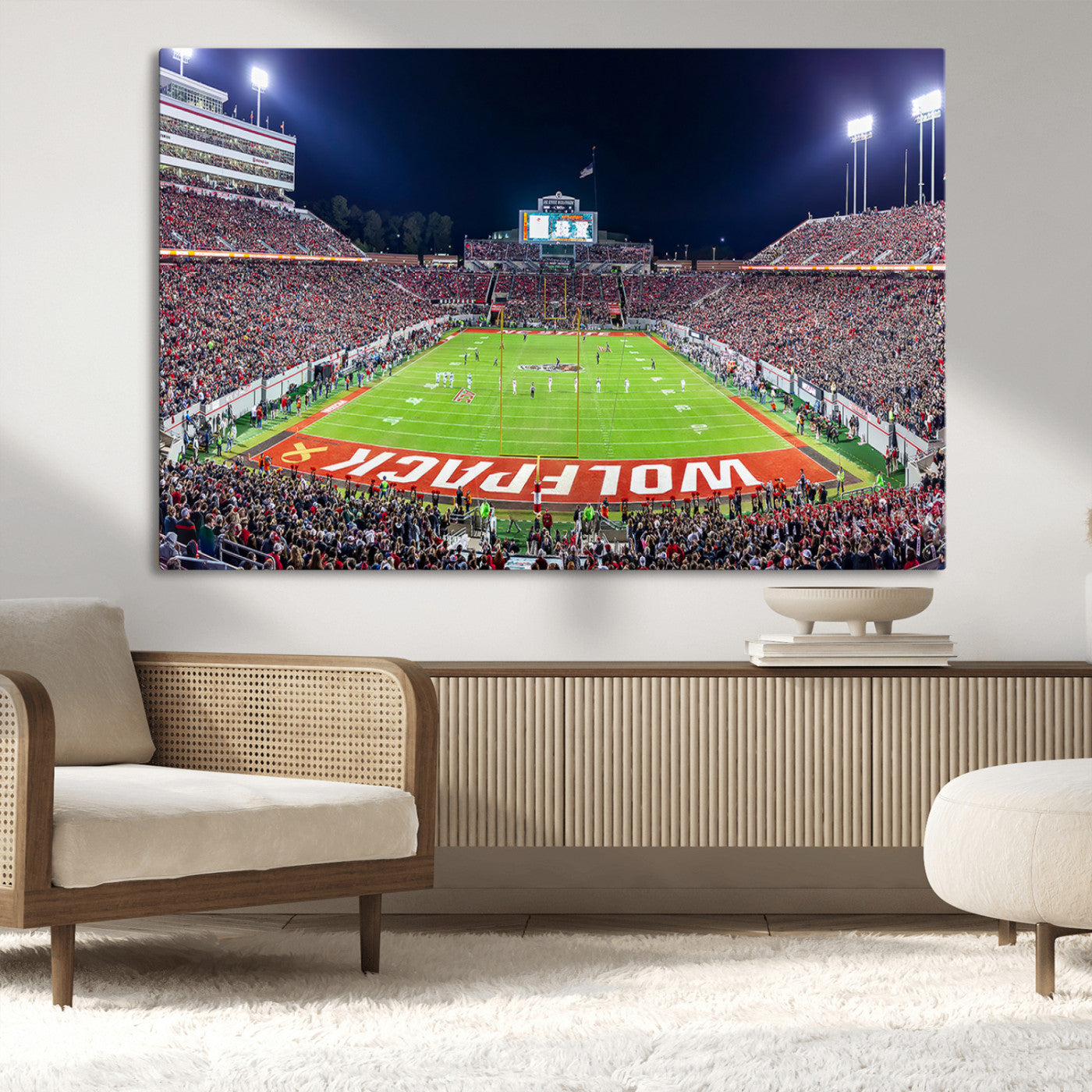 80943-MGV-CV-36X24-Wolfpack Football Team Print - Raleigh Carter-Finley Stadium Wall Art Canvas Print