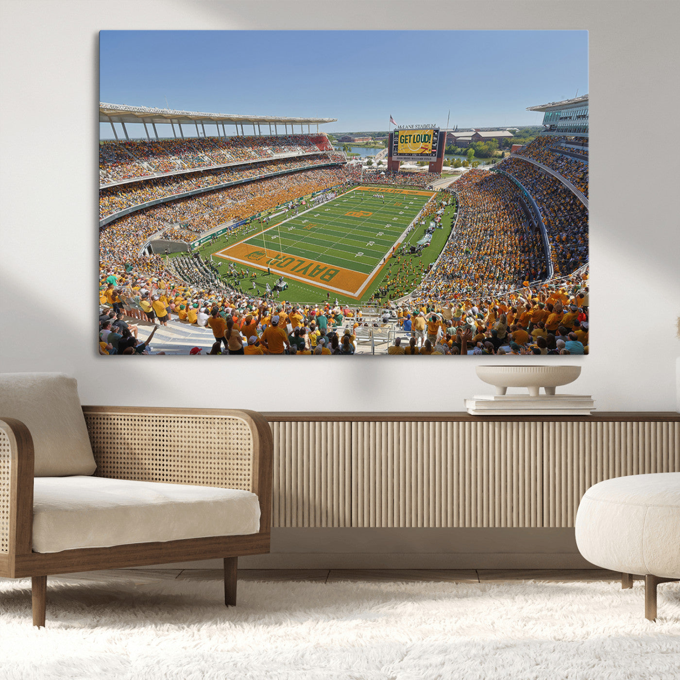 49912-MGV-CV-36X24-Baylor University Bears Football Team Print - Waco McLane Stadium Wall Art Canvas Print