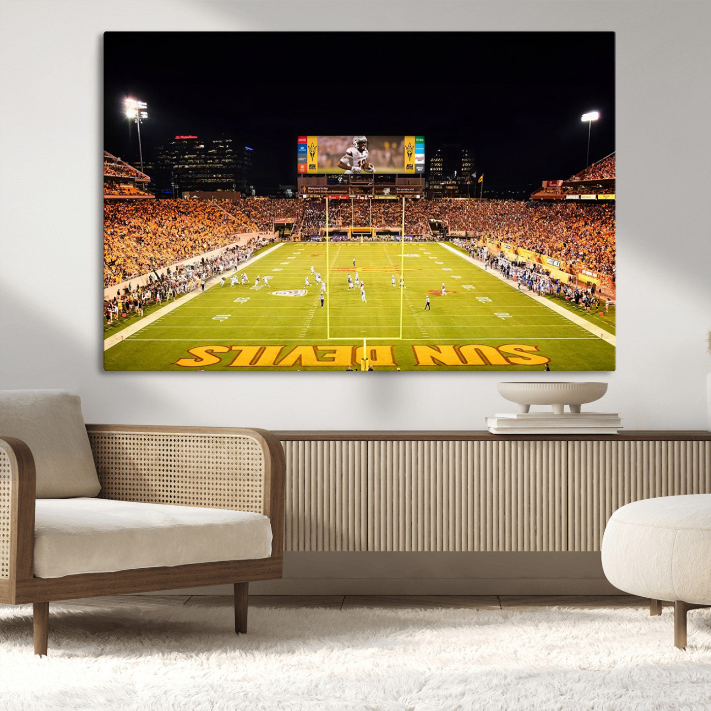 87612-MGV-CV-36X24-ASU Sun Devils Football Team Print - Phoenix Mountain America Stadium Canvas Print