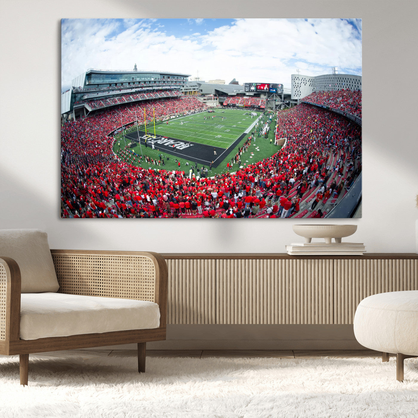54070-MGV-CV-36X24-Cincinnati Bearcats Football Team Print - Nippert Stadium Wall Art Canvas Print