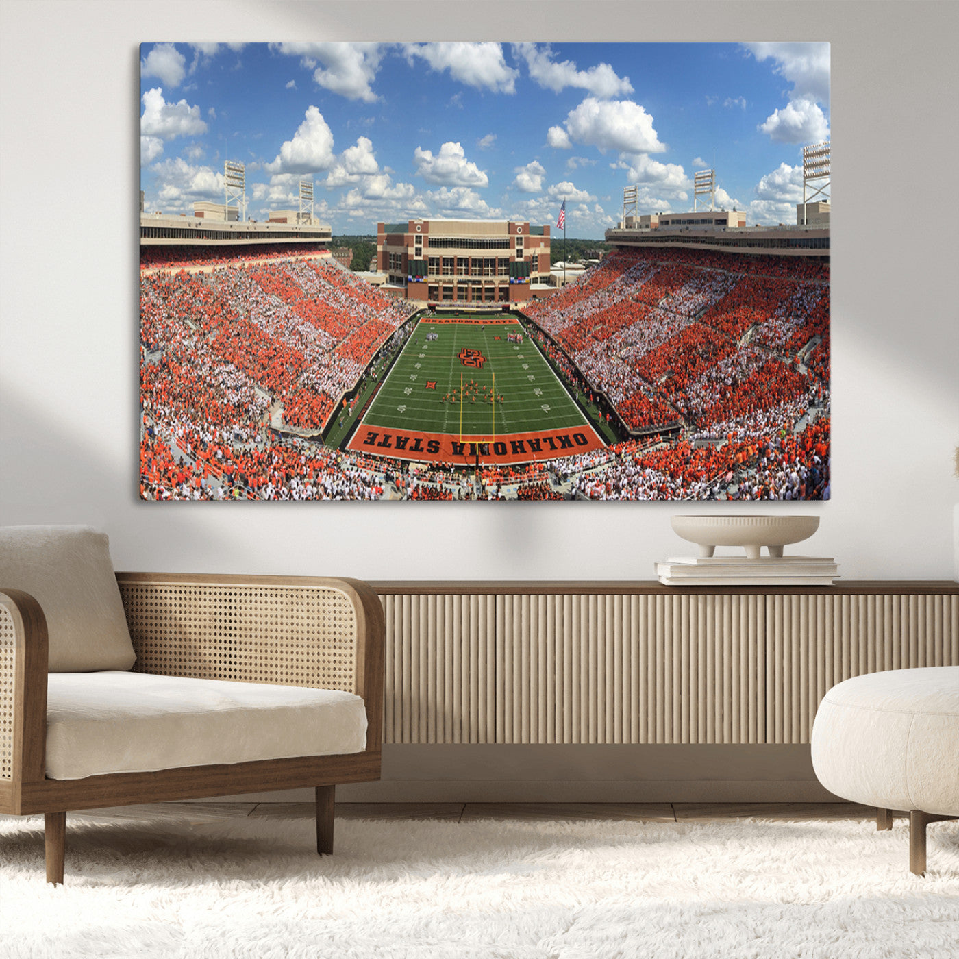 65192-MGV-CV-36X24-Oklahoma State Cowboys Football Team Print - Stillwater Boone Pickens Stadium Wall Art Canvas Print