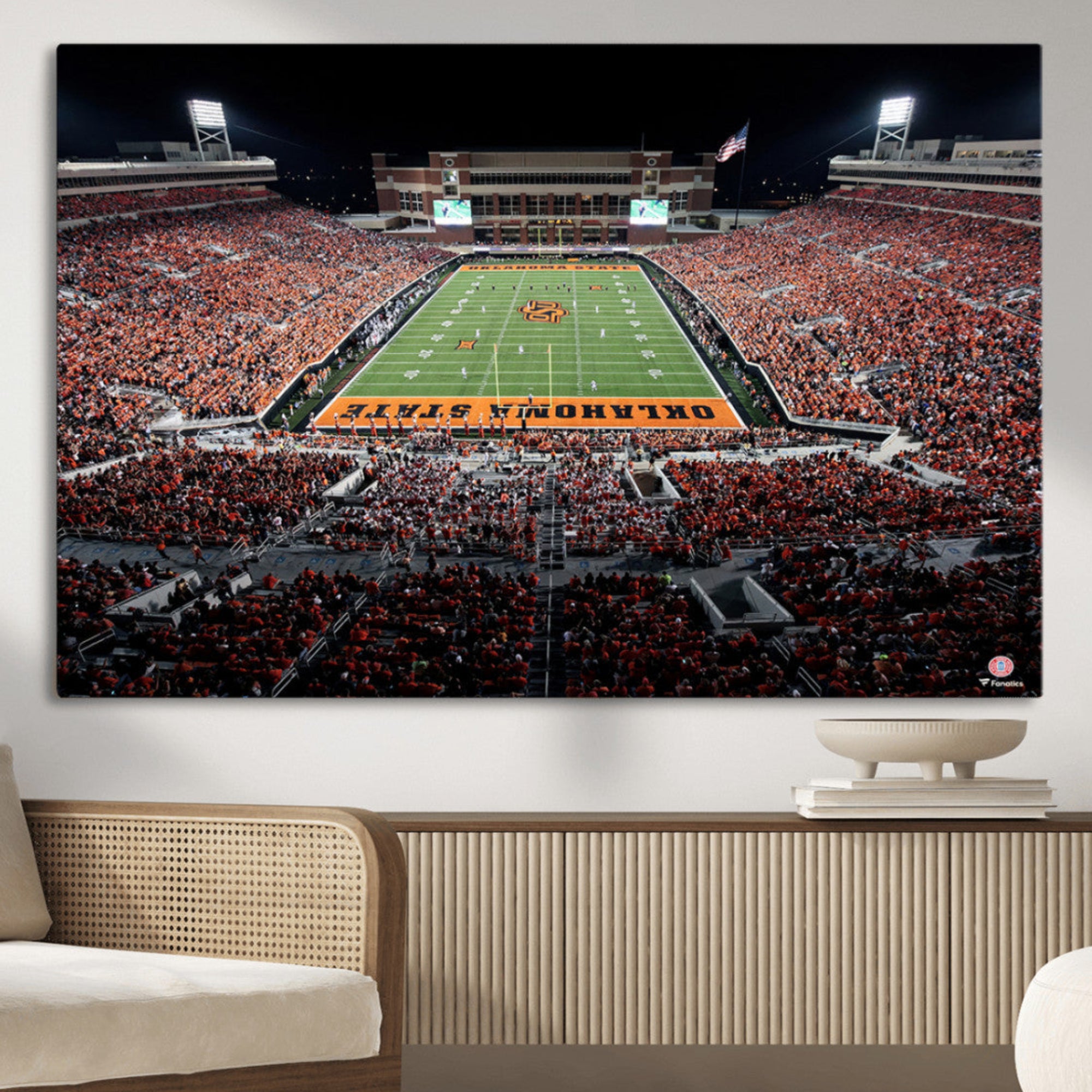 81675-MGV-CV-36X24-Boone Pickens Stadium Wall Art Oklahoma State Cowboys Print Framed Sports Canvas Art for Home, Office, Living Room