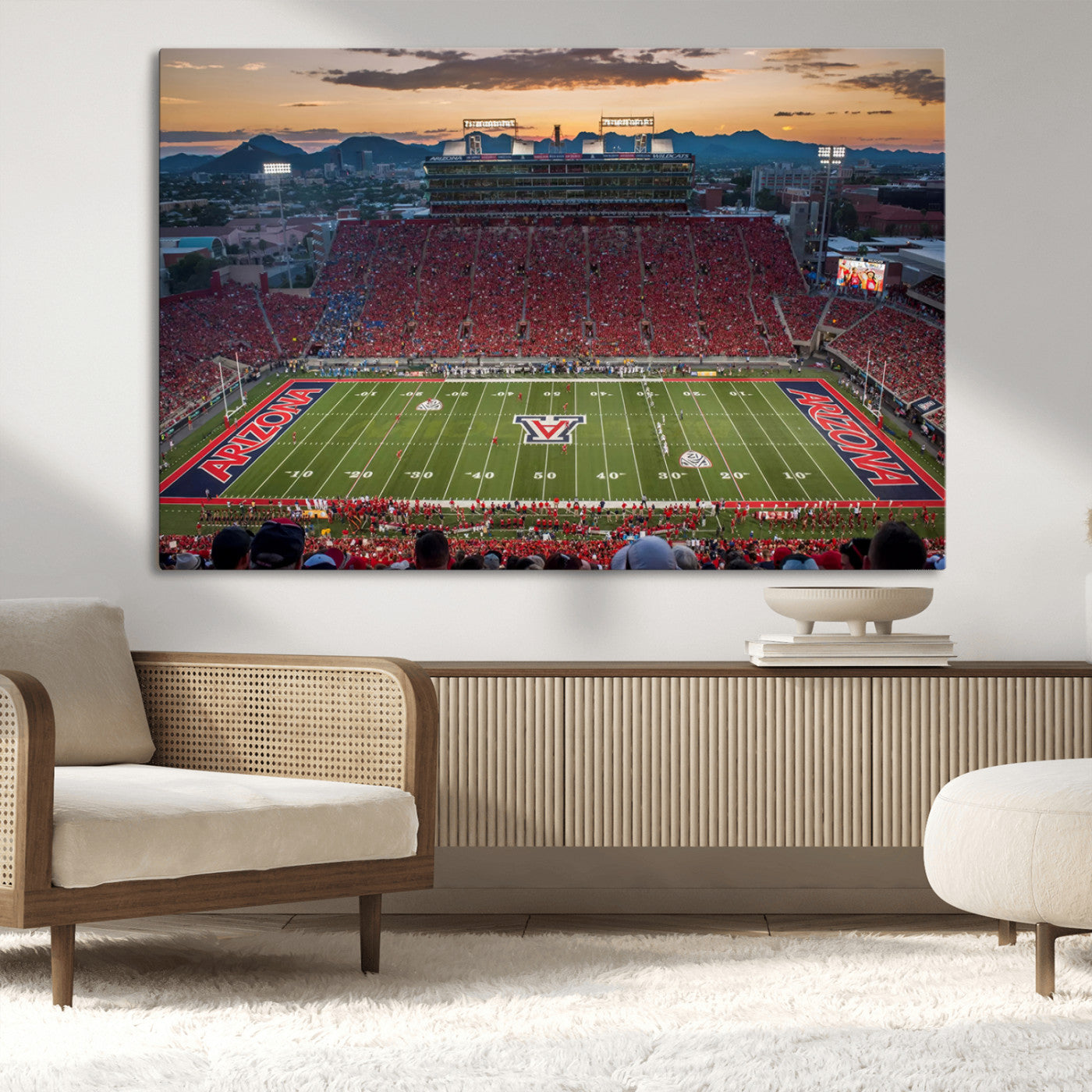 99722-MGV-CV-36X24-Framed Arizona Wildcats Football Team Print - Tucson Arizona Stadium Wall Art Canvas Print