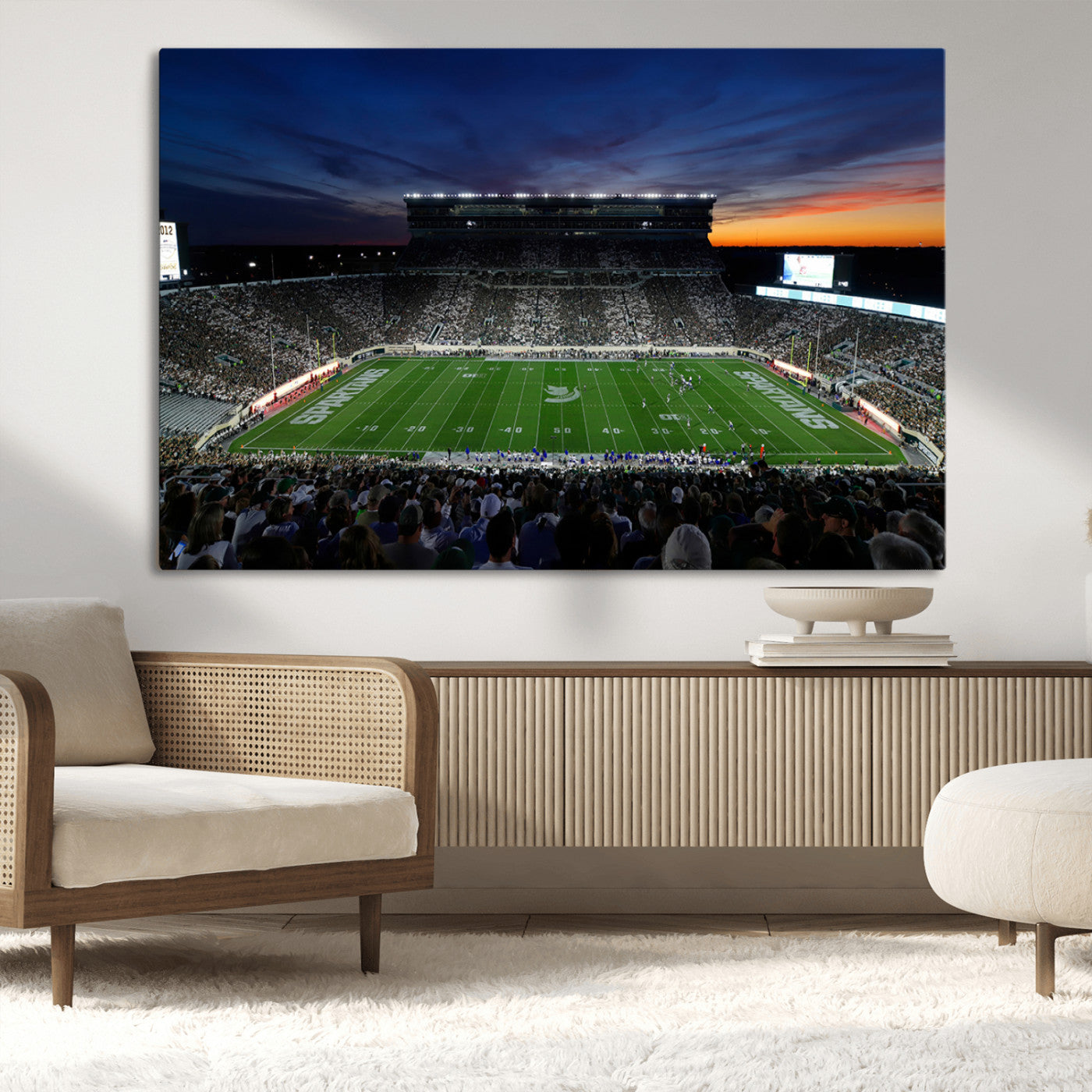 49074-MGV-CV-36X24-Michigan State Spartans Football Team Print - East Lansing Spartan Stadium Canvas Print