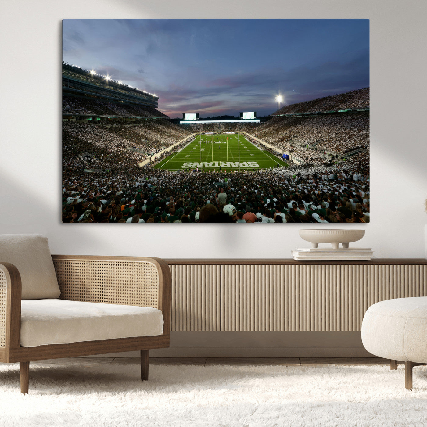 90831-MGV-CV-36X24-Michigan State Spartans Football Team Print - East Lansing Spartan Stadium Canvas Print