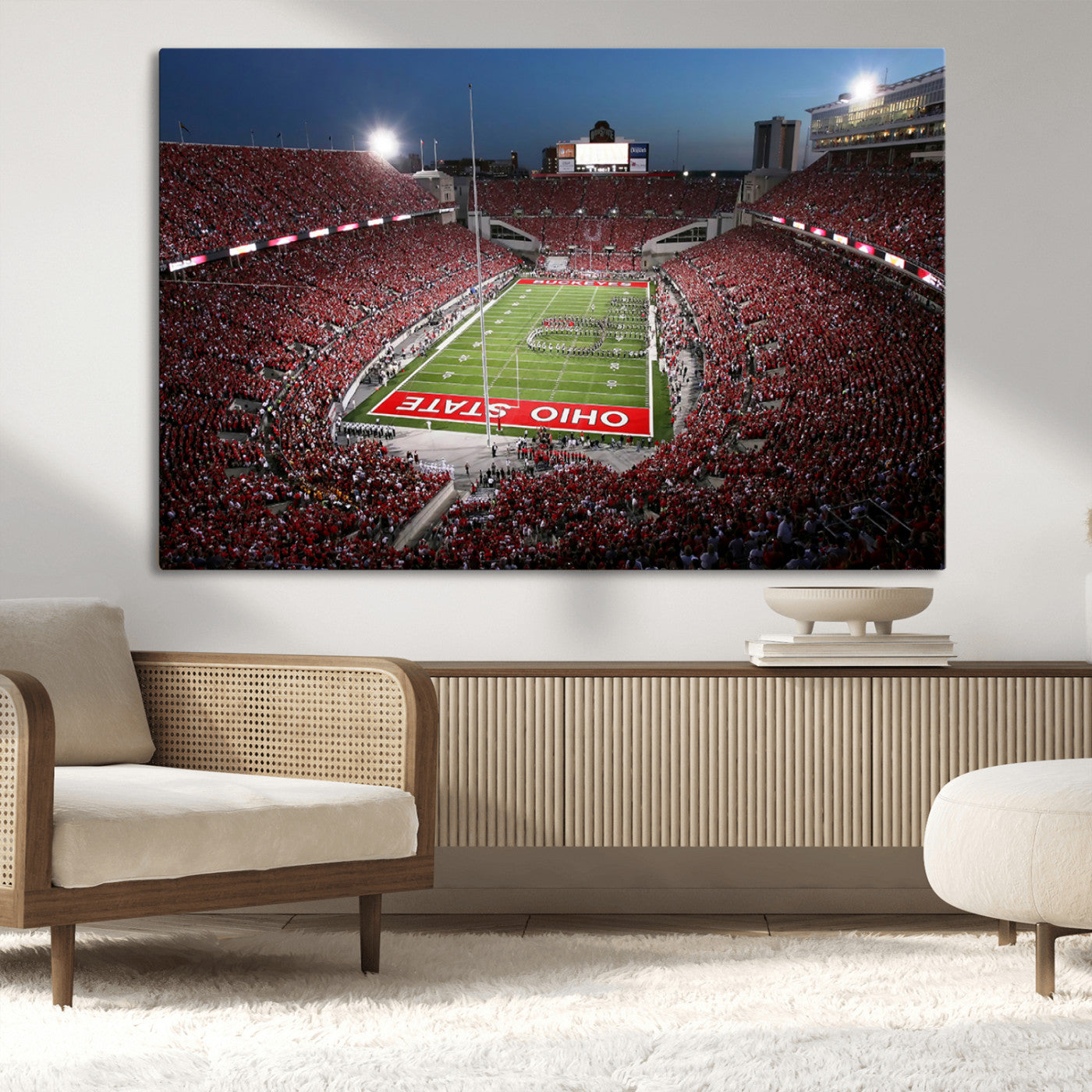 -Ohio State University Buckeyes Football Team Print - Columbus Ohio Stadium Wall Art Canvas Print