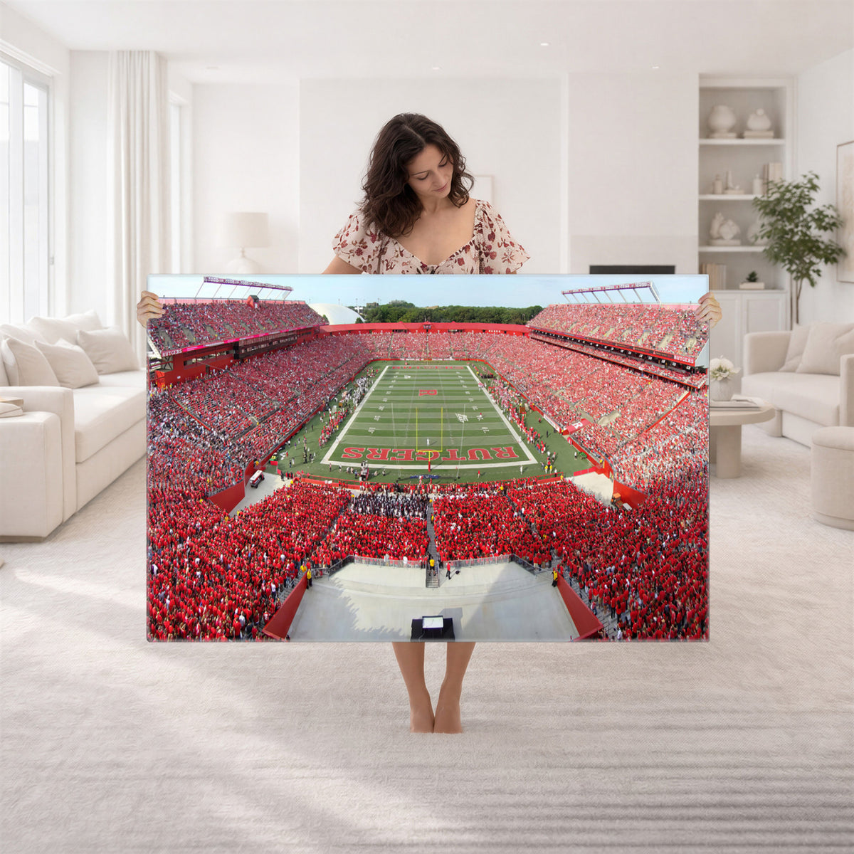 90818-PAN-FL-20X10 - Rutgers Scarlet Knights Football Team Print - Piscataway SHI Stadium Wall Art Canvas Print